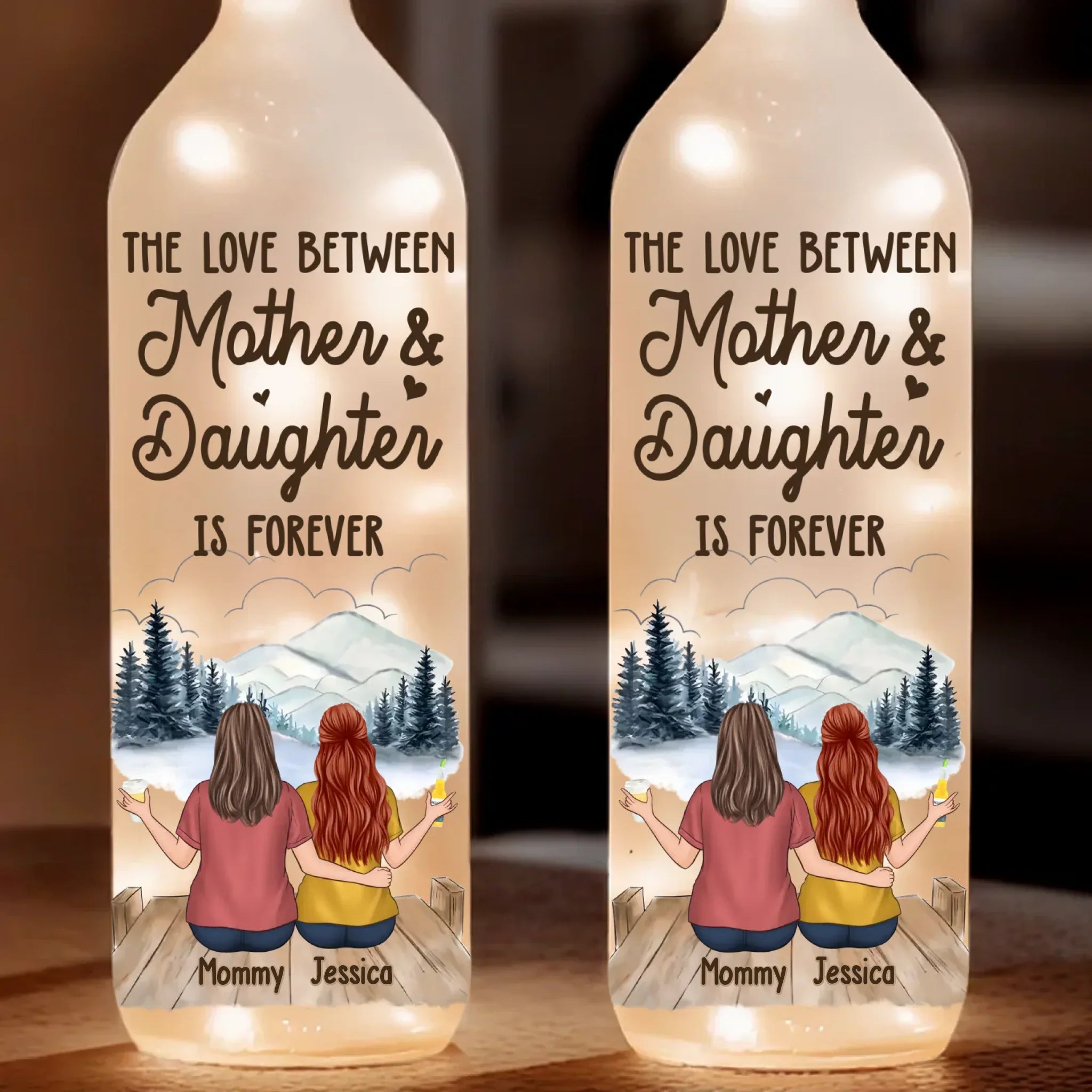 Never Forget That I Love You - Family Personalized Custom Bottle Lamp - Gift For Mom, Daughter
