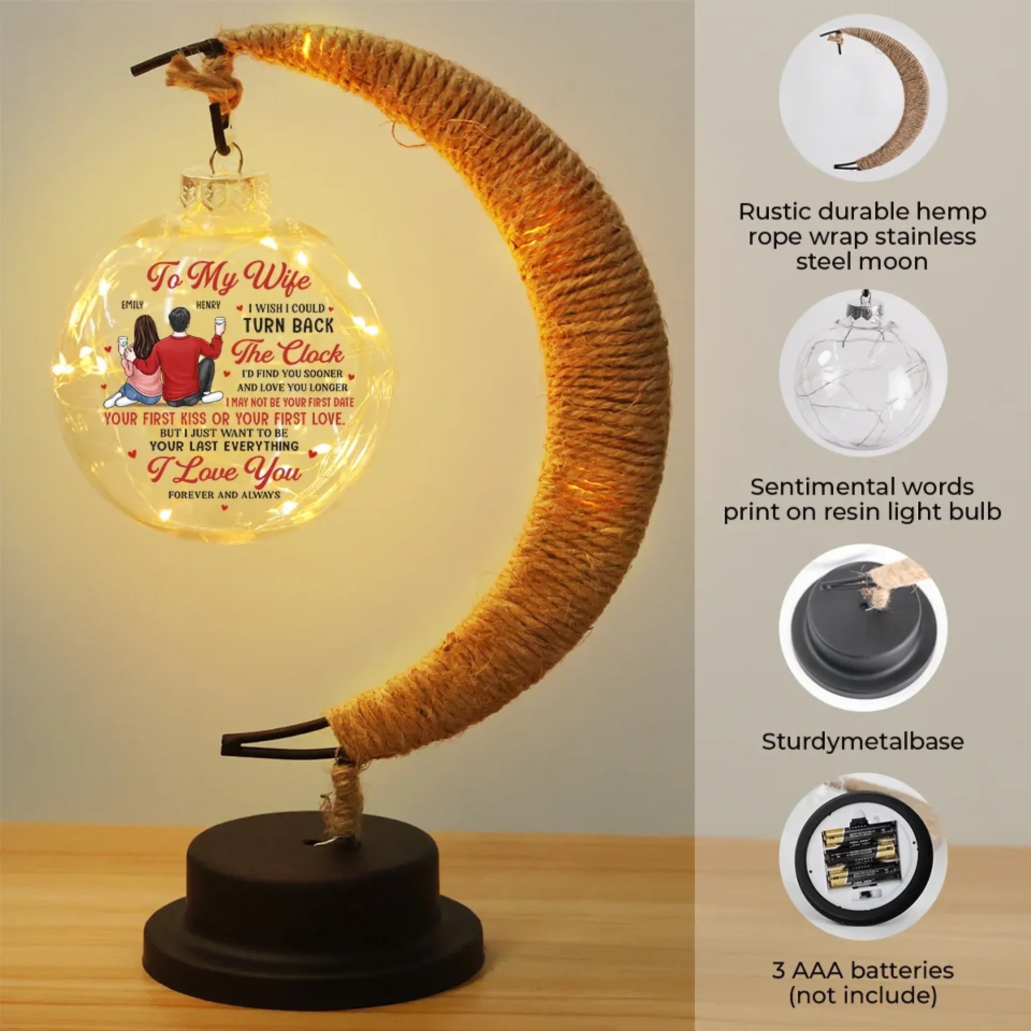 You Are The Love Story I Always Dreamed Of - Couple Personalized Custom Moon Lamp Light - Gift For Husband Wife, Anniversary