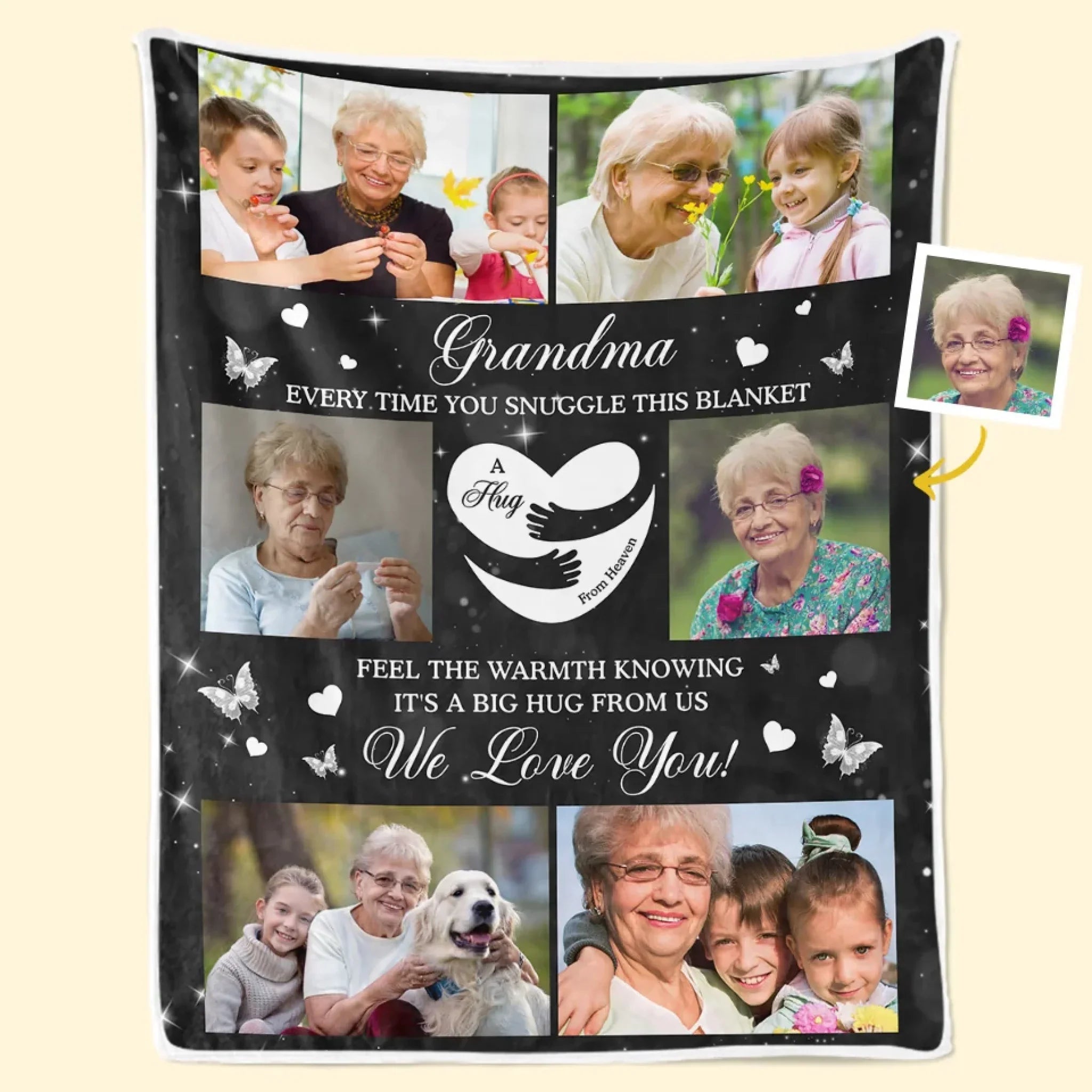 Custom Photo Feel The Warmth Of Grandma - Family Personalized Custom Blanket - Gift For Mom, Grandma