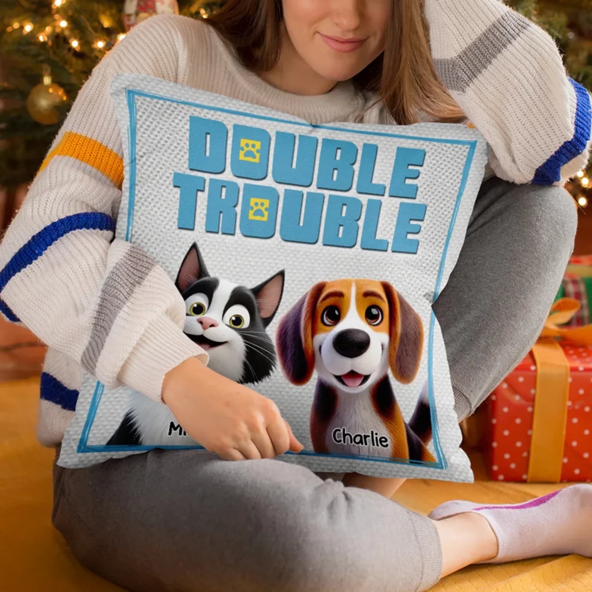 Tiny Paws, Big Trouble - Dog & Cat Personalized Custom Pillow - Gift For Pet Owners, Pet Lovers