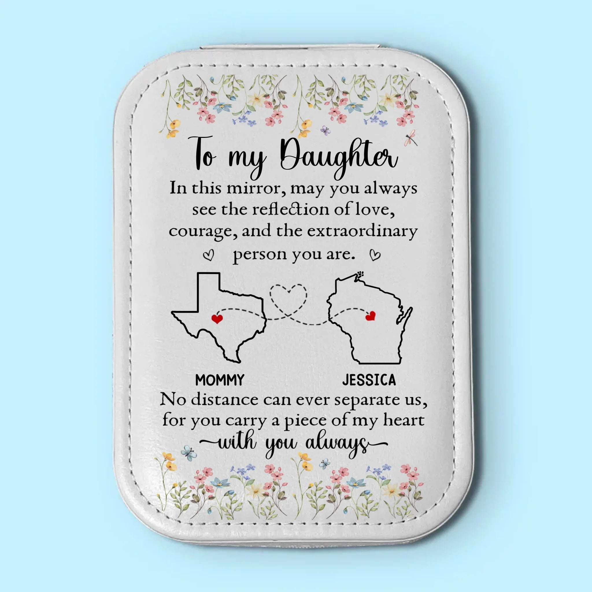 The Reflection Of Love - Family Personalized Custom Jewelry Box LED Makeup - Gift For Mom, Daughter