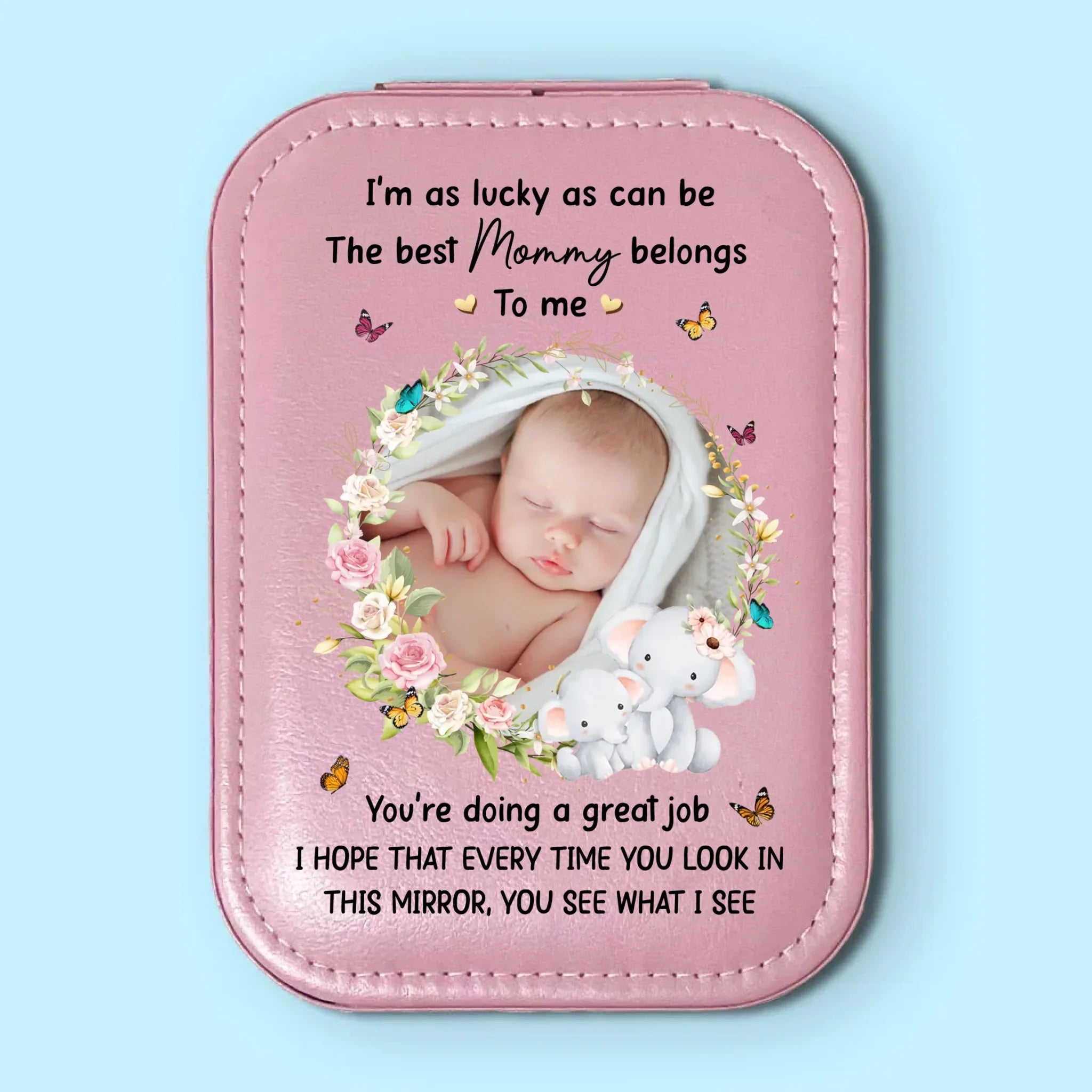 Custom Photo The Best Mommy Belongs To Me - Family Personalized Custom Jewelry Box LED Makeup - Gift For Mom, Pregnancy, Newborn Baby