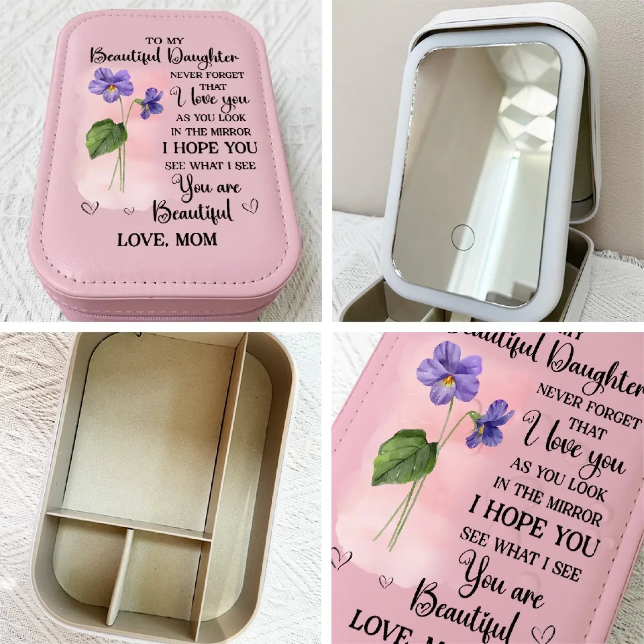 You Are My Beautiful Daughter - Family Personalized Custom Jewelry Box LED Makeup - Gift For Mom, Daughter