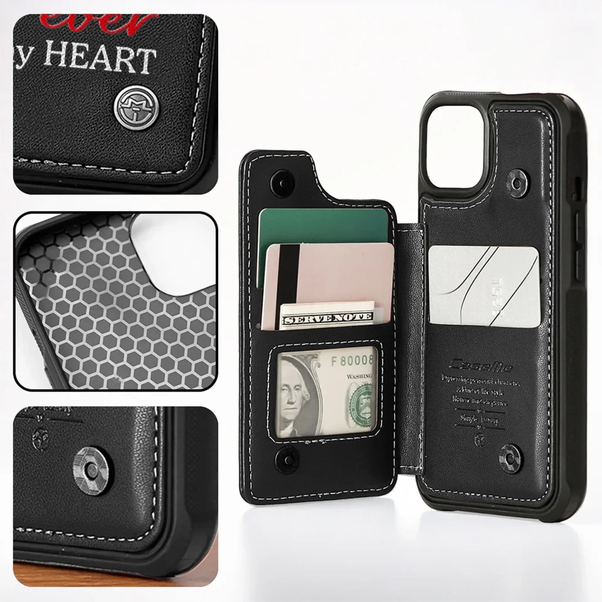 My Heart Carries Your Love - Memorial Personalized Custom Leather Flip Wallet Phone Case - Sympathy Gift For Family Members