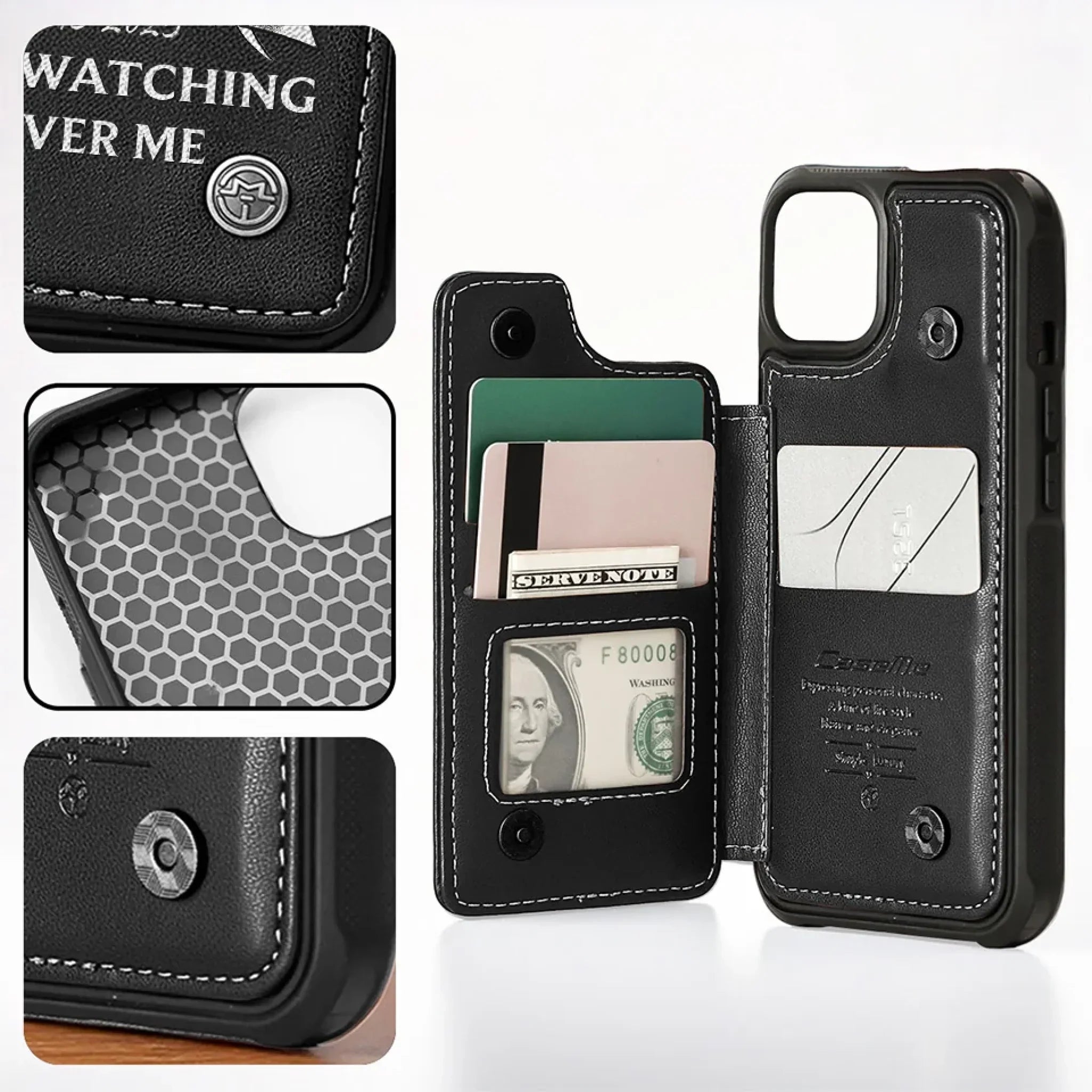 Custom Photo My Dad Is My Guardian Angel - Memorial Personalized Custom Leather Flip Wallet Phone Case - Sympathy Gift For Family Members