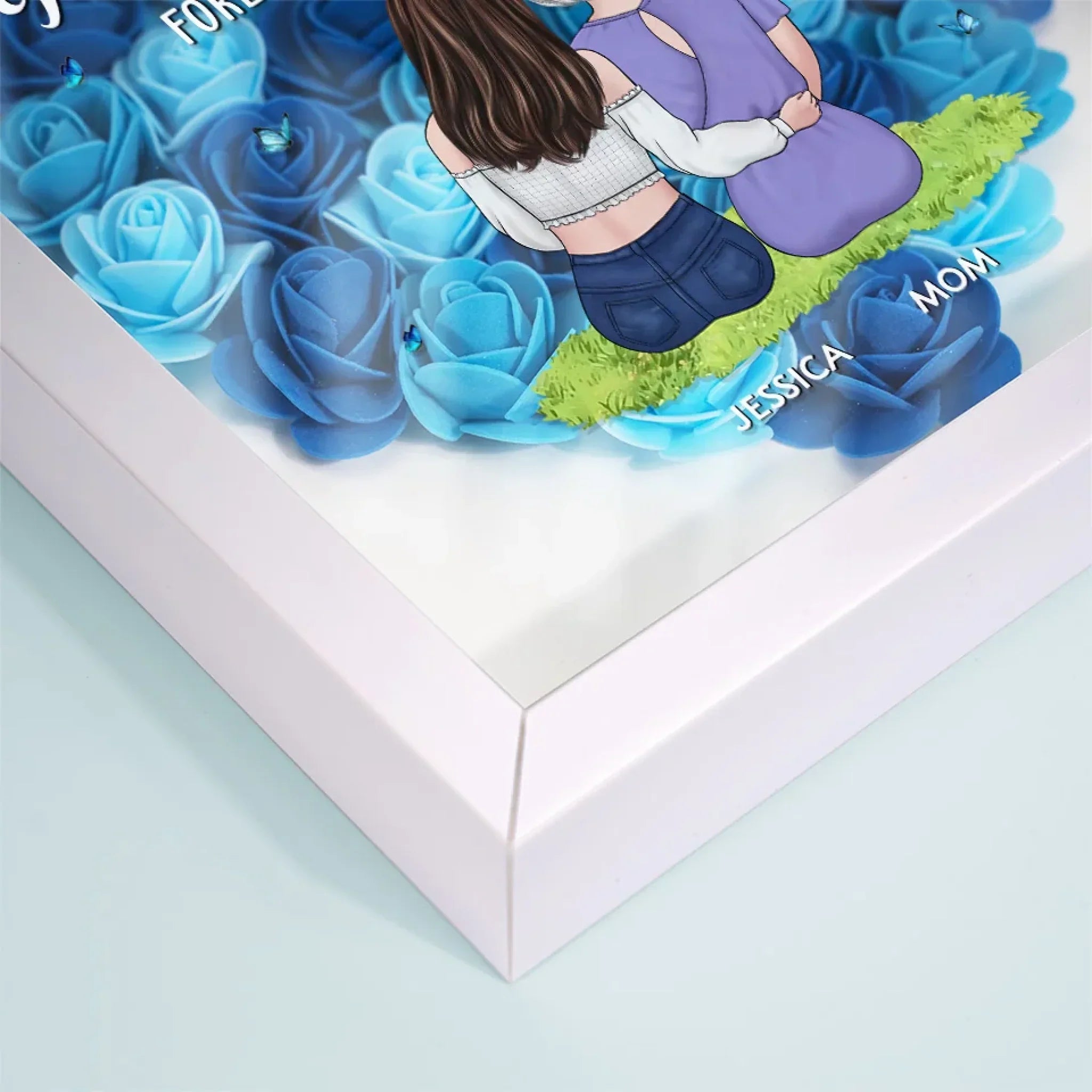 The Bond We Share Is My Greatest Gift - Family Personalized Custom Flower Shadow Box - Gift For Mom, Grandma