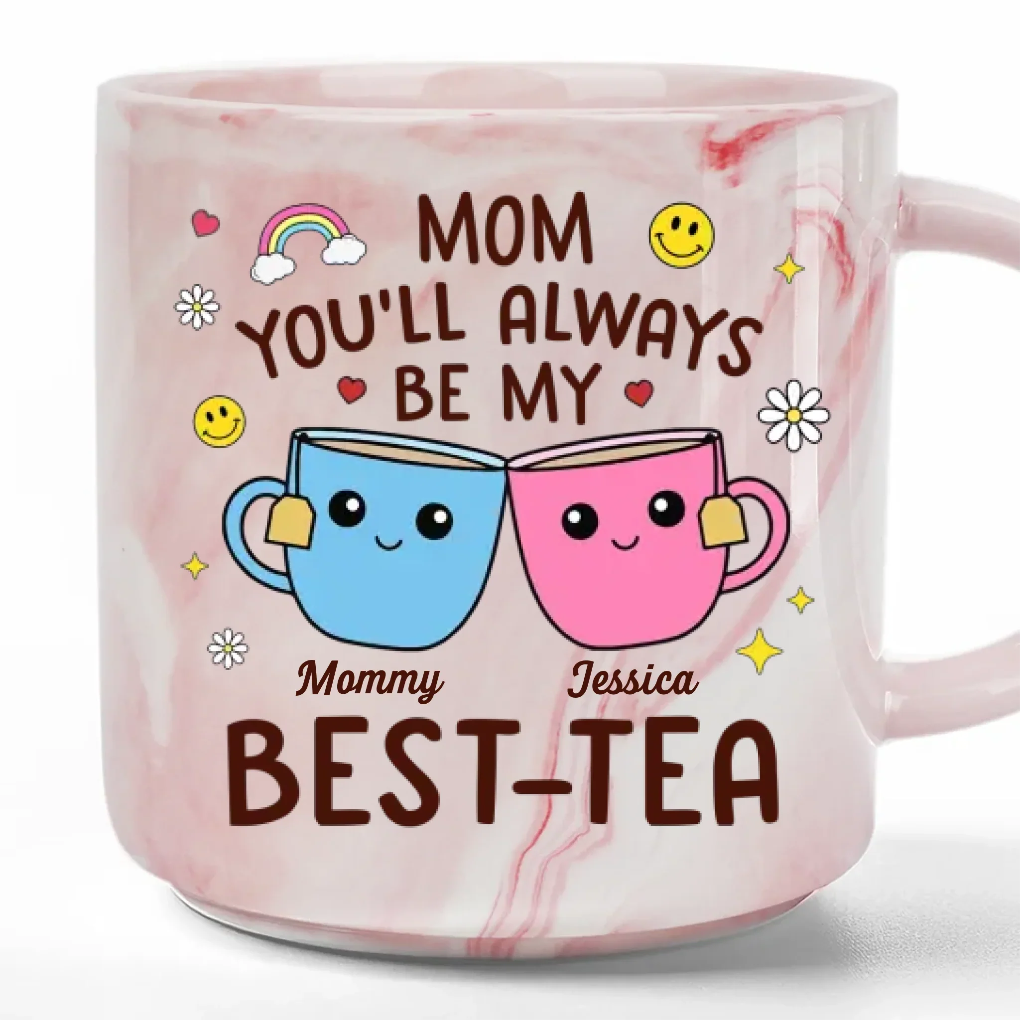 You're Always Be My Best-tea - Family Personalized Custom Marble Mug - Gift For Mom, Daughter