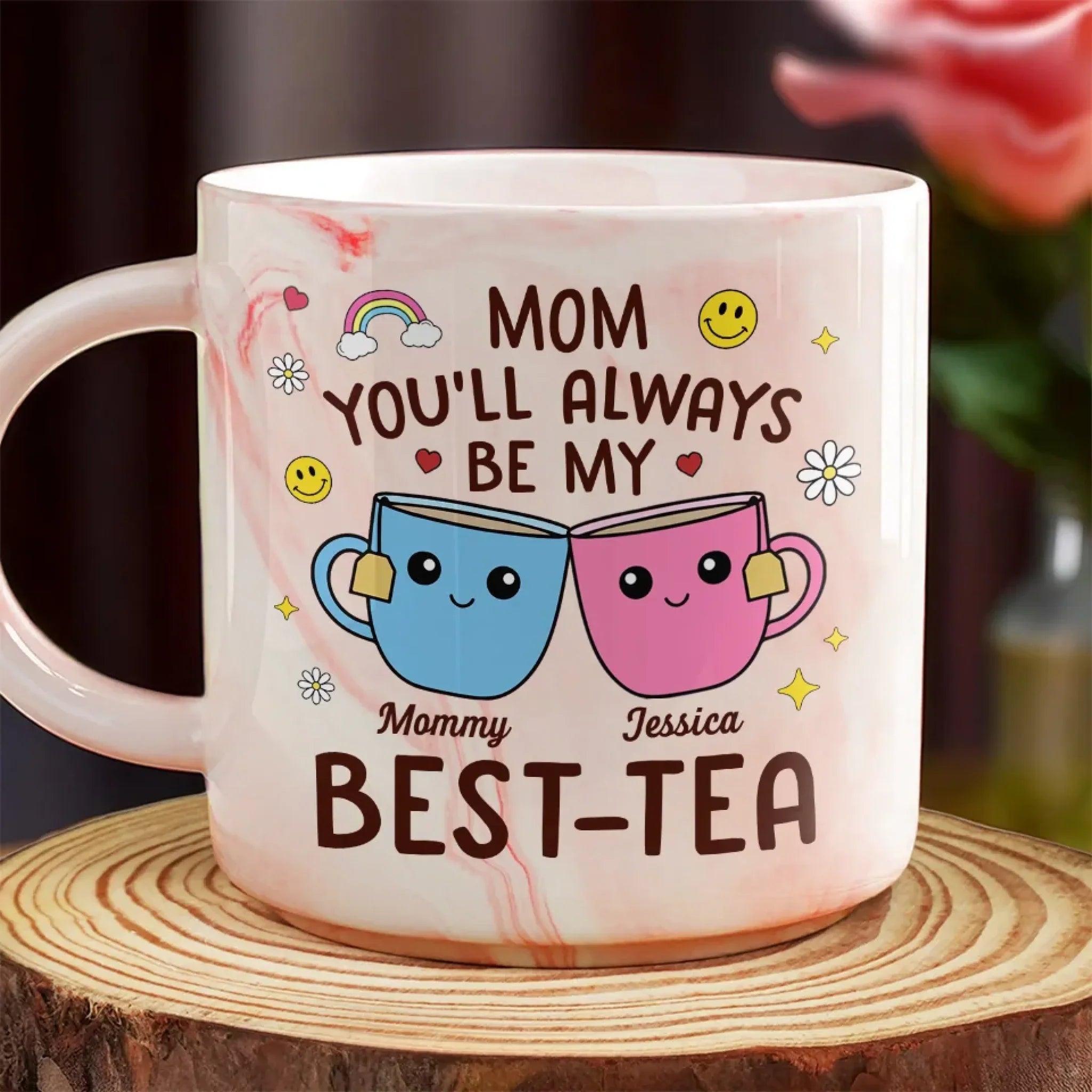 You're Always Be My Best-tea - Family Personalized Custom Marble Mug - Gift For Mom, Daughter