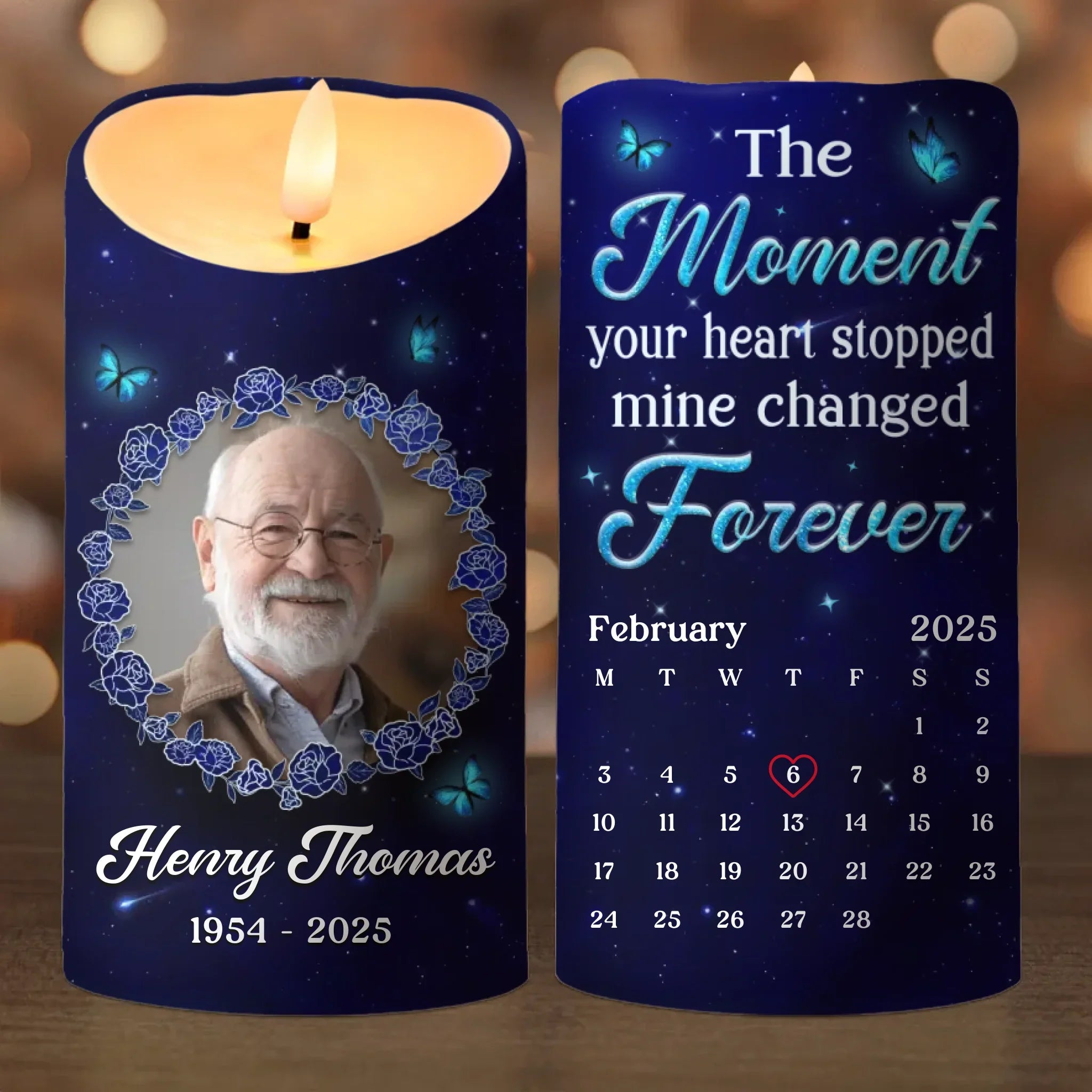 Custom Photo Though Absent, You Remain Ever Near - Memorial Personalized Custom LED Candle - Sympathy Gift For Family Members