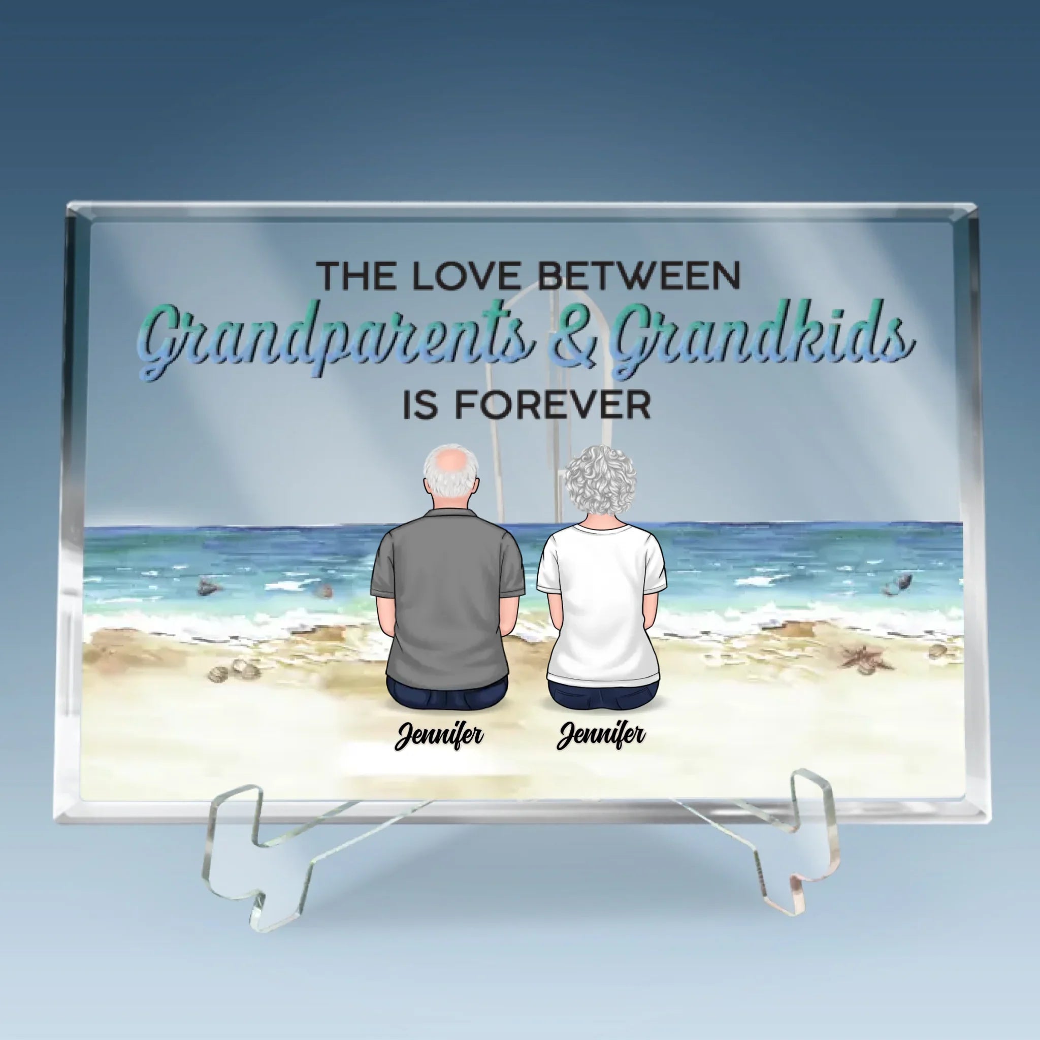 The Love Between Grandparents And Grandkids Knows No Distance - Family Personalized Custom Rectangle Shaped Acrylic Plaque - Gift For Family Members