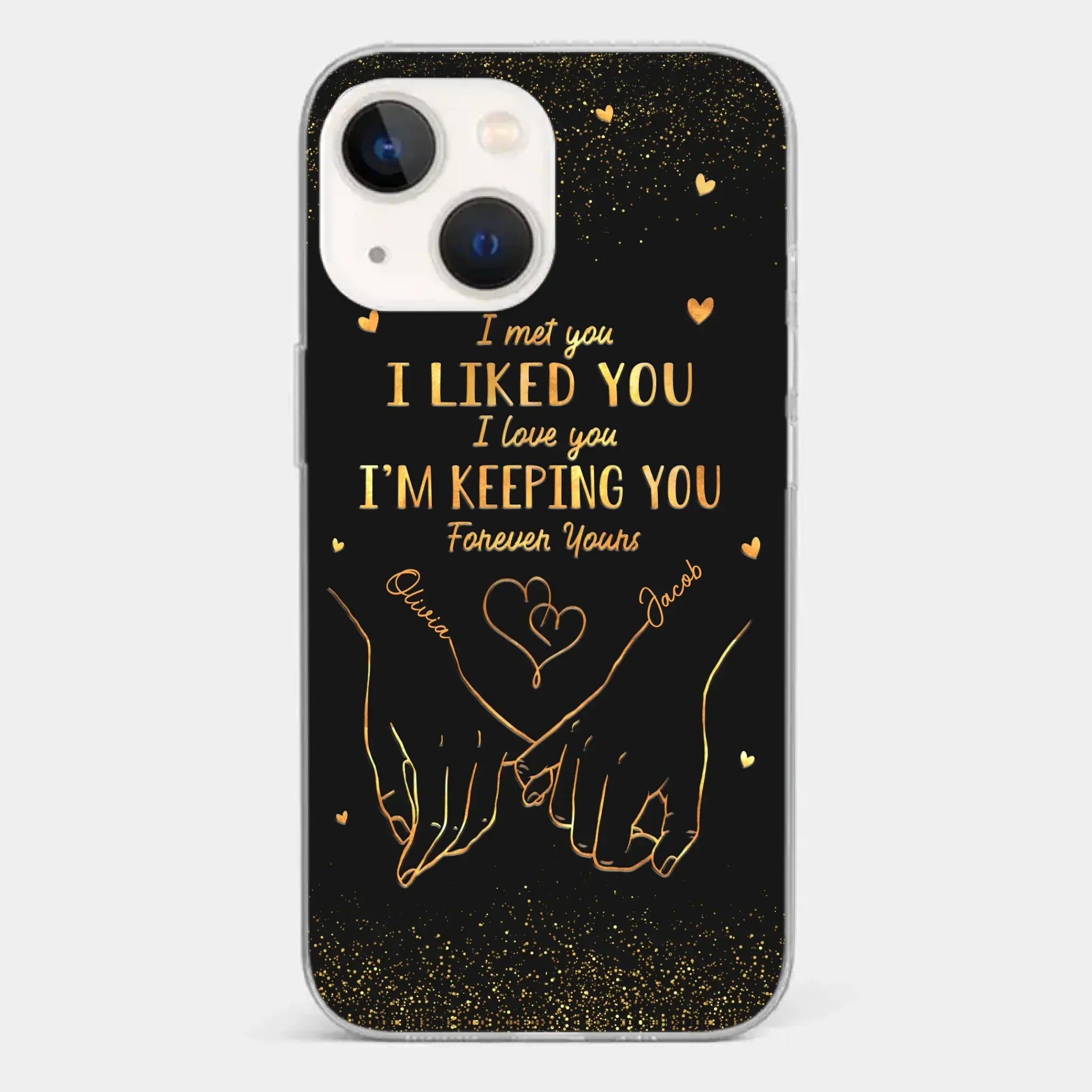 Your Hand Fits Perfectly In Mine - Couple Personalized Custom Clear Phone Case - Gift For Husband Wife, Anniversary