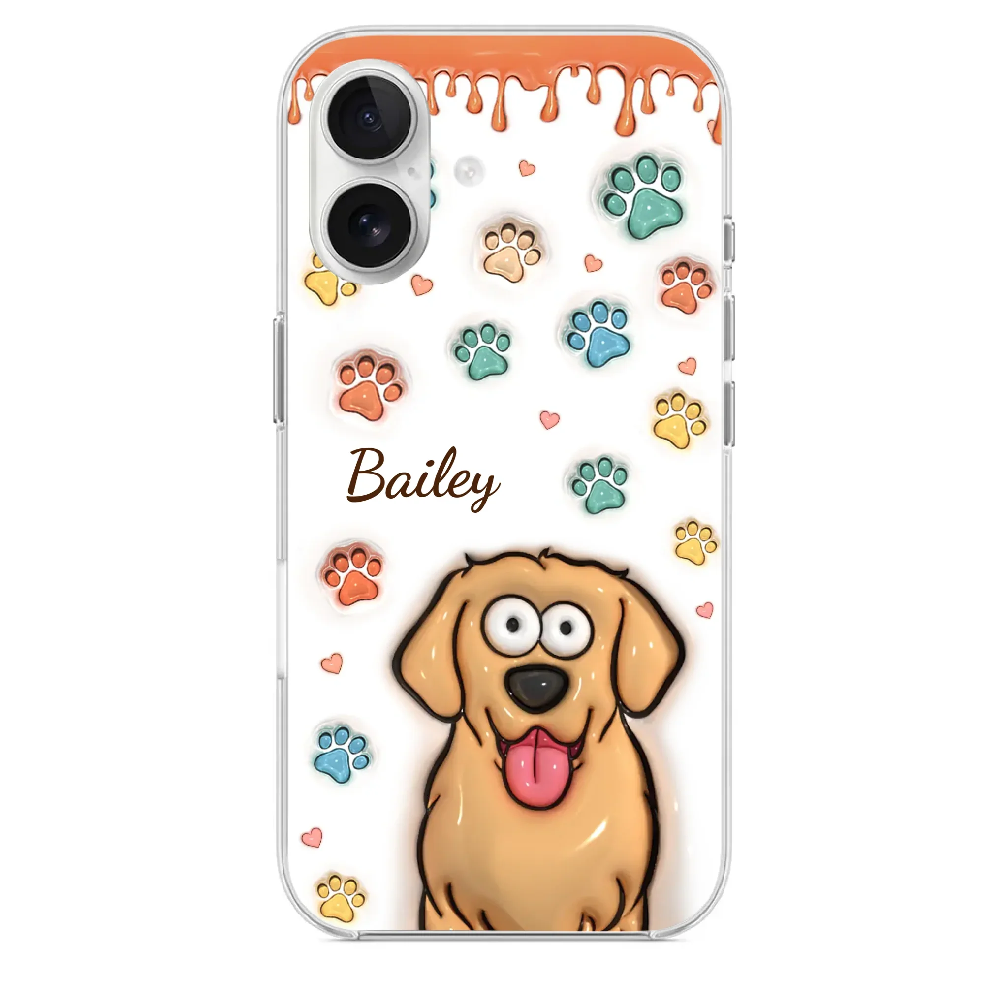 Four Paws, One Heart - Dog & Cat Personalized Custom 3D Inflated Effect Printed Clear Phone Case - Gift For Pet Owners, Pet Lovers