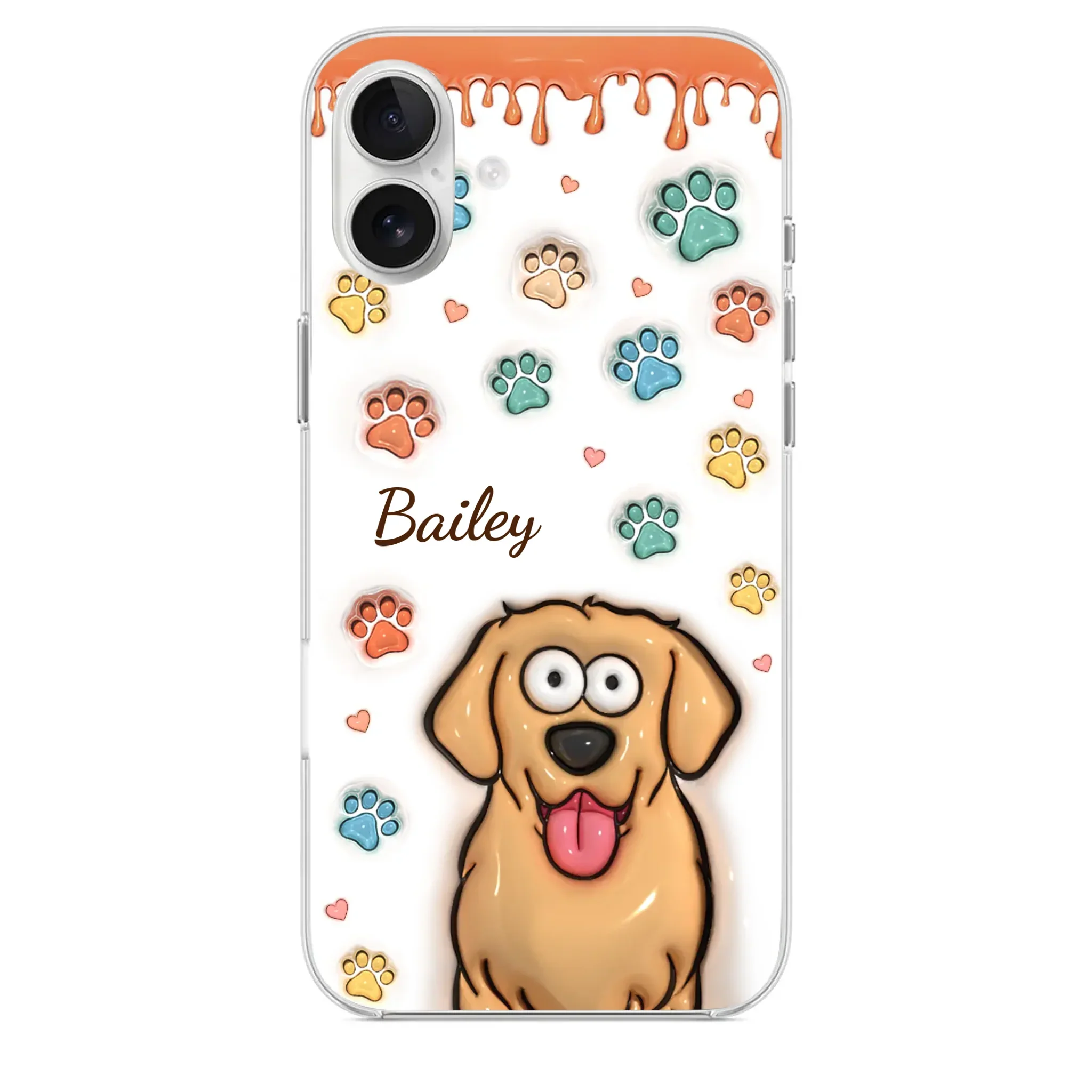 Four Paws, One Heart - Dog & Cat Personalized Custom 3D Inflated Effect Printed Clear Phone Case - Gift For Pet Owners, Pet Lovers