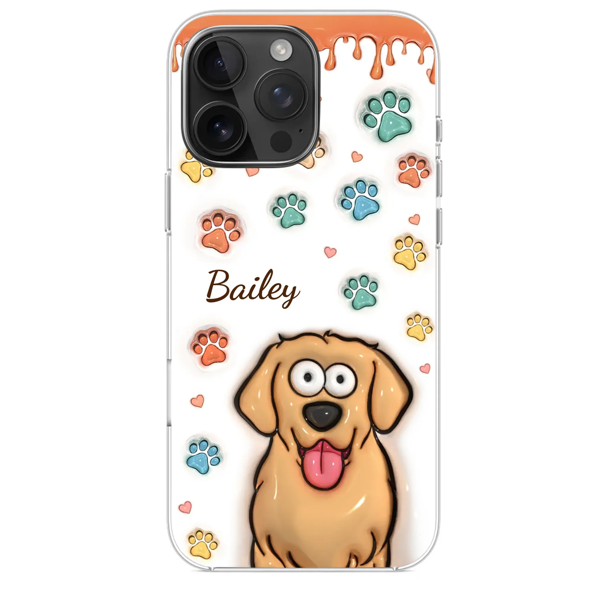 Four Paws, One Heart - Dog & Cat Personalized Custom 3D Inflated Effect Printed Clear Phone Case - Gift For Pet Owners, Pet Lovers