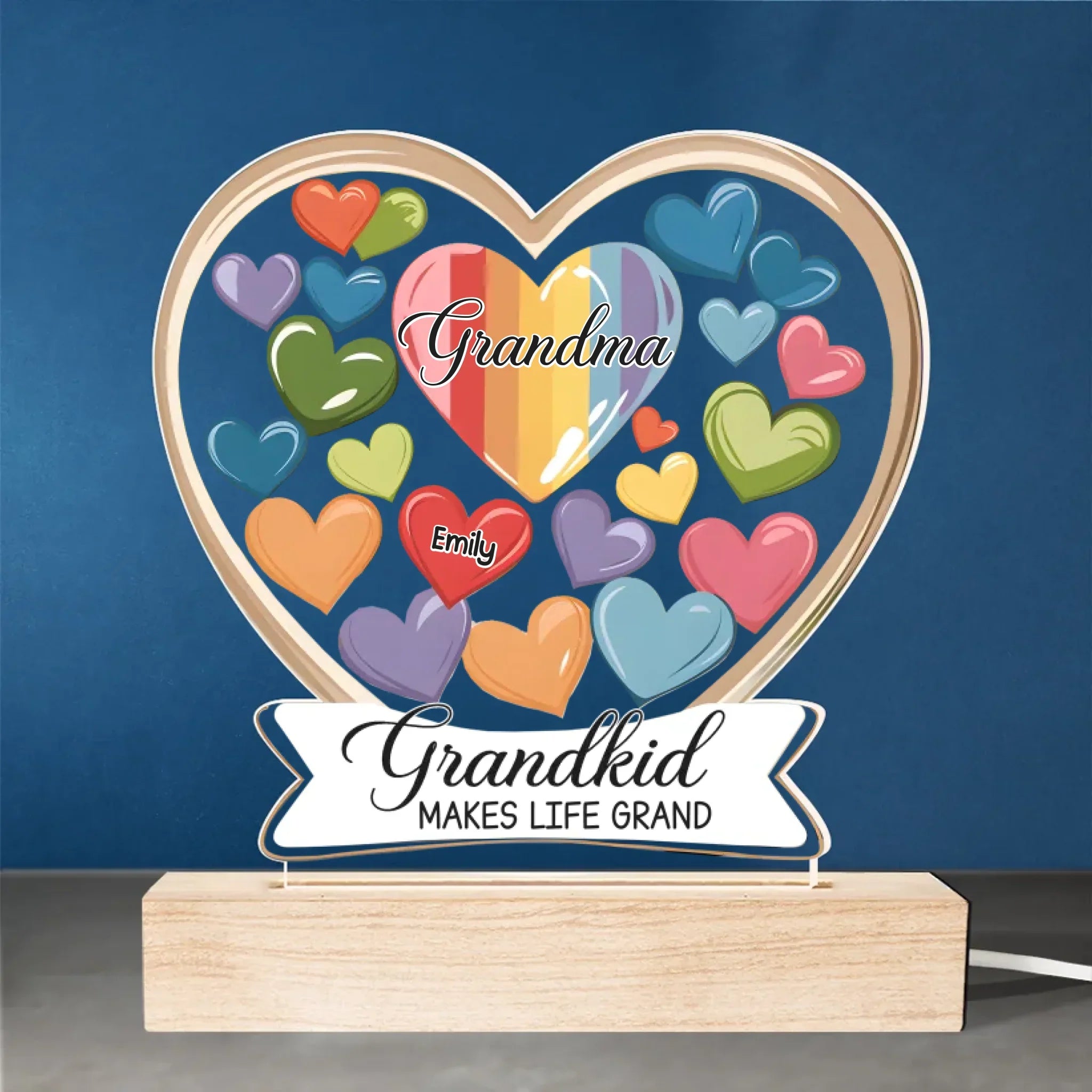 Forever In Grandmother's Heart - Family  Personalized Custom Shaped 3D LED Light - Gift For Grandma, Grandpa, Grandkid