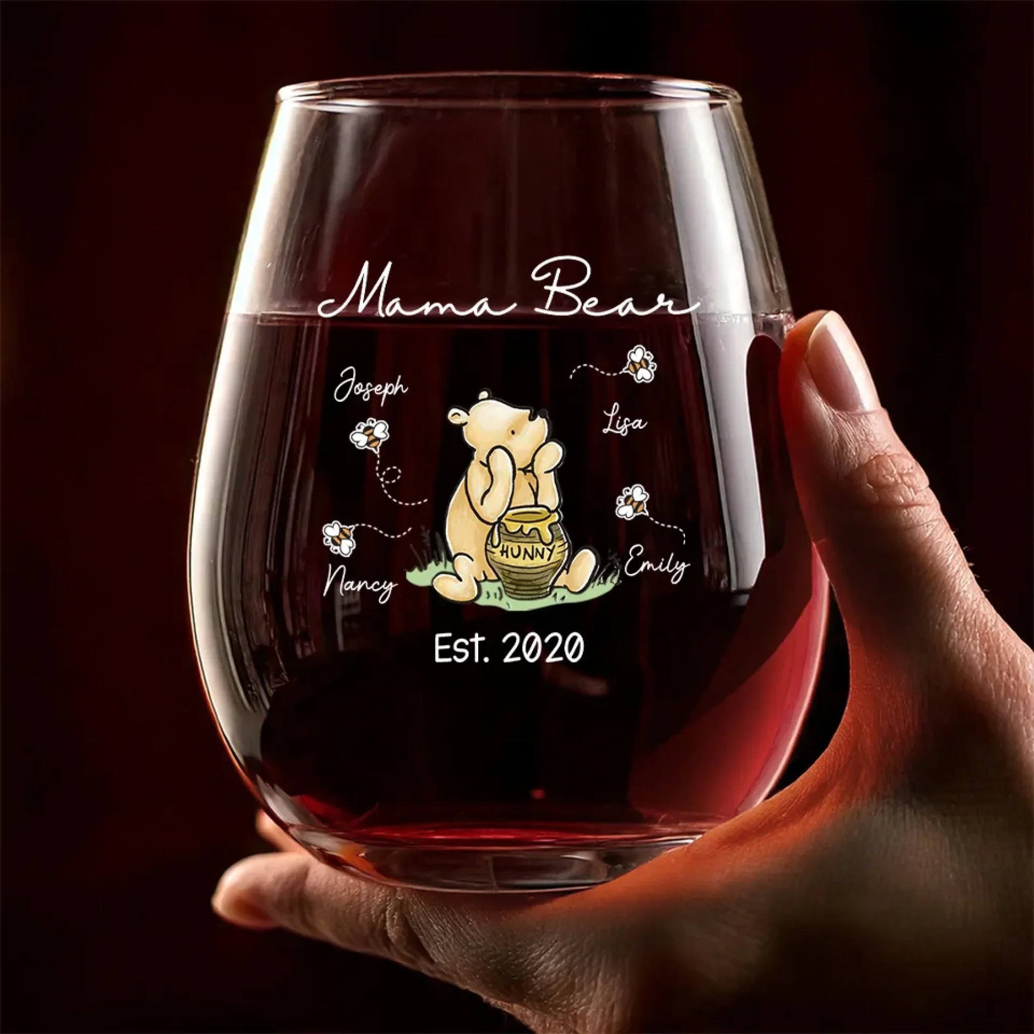 Let Your Love Be As Warm As Her Favorite Drink - Family Personalized Custom Wine Glass - Gift For Mom, Grandma