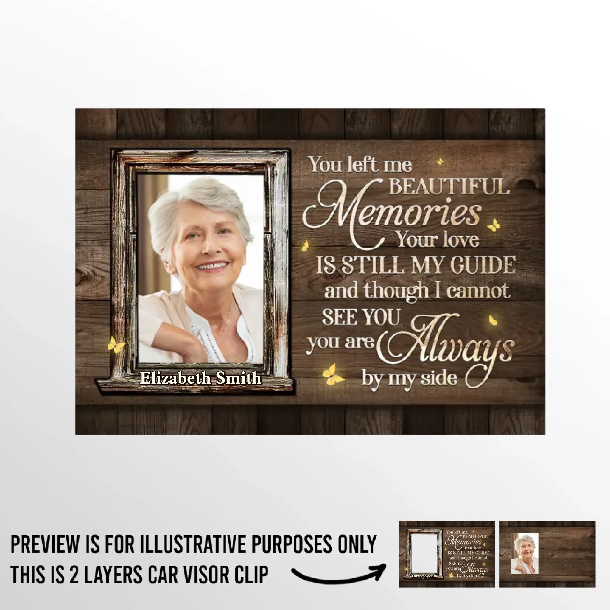 Custom Photo In Our Memories, You Will Always Live - Memorial Personalized Custom Car Visor Clip - Sympathy Gift For Family Members