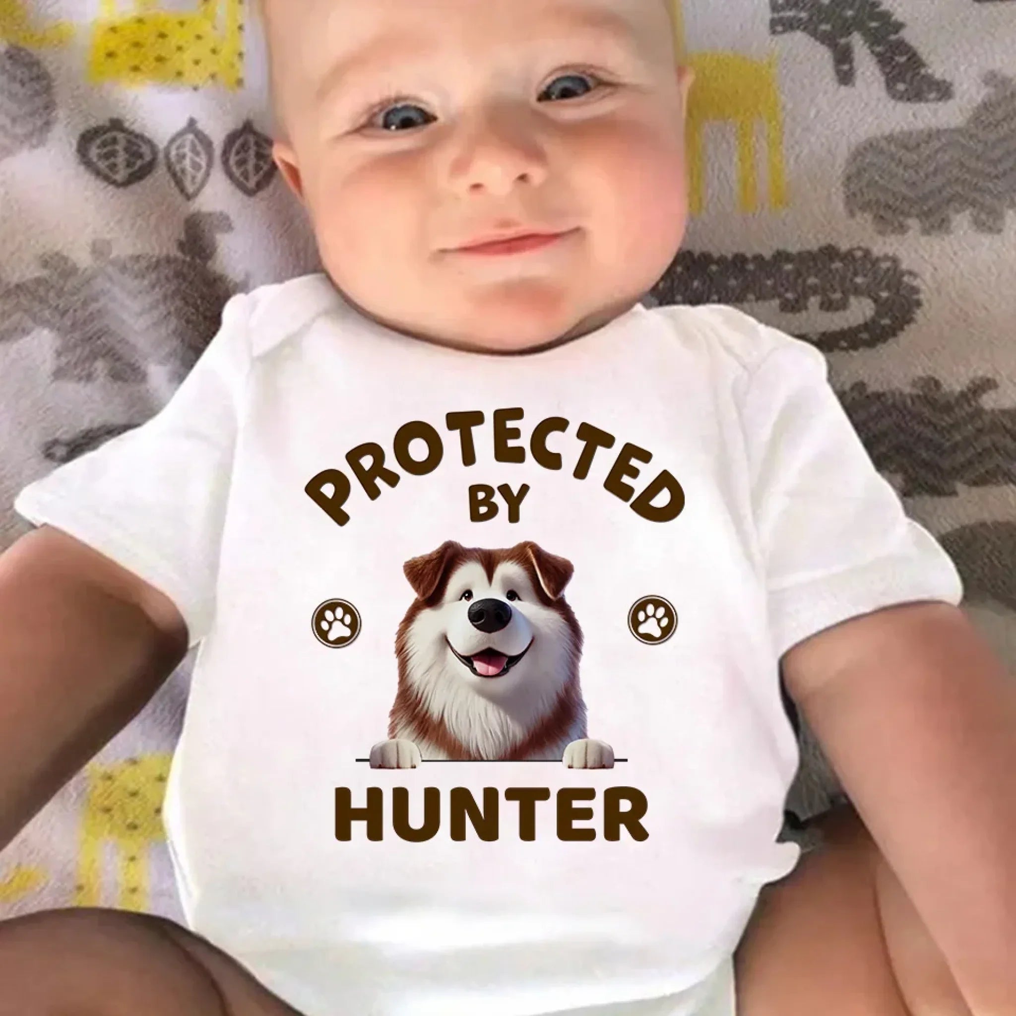 Well Protected By Furry Friends - Dog Personalized Custom Baby Onesie - Baby Shower Gift, Gift For Pet Owners, Pet Lovers