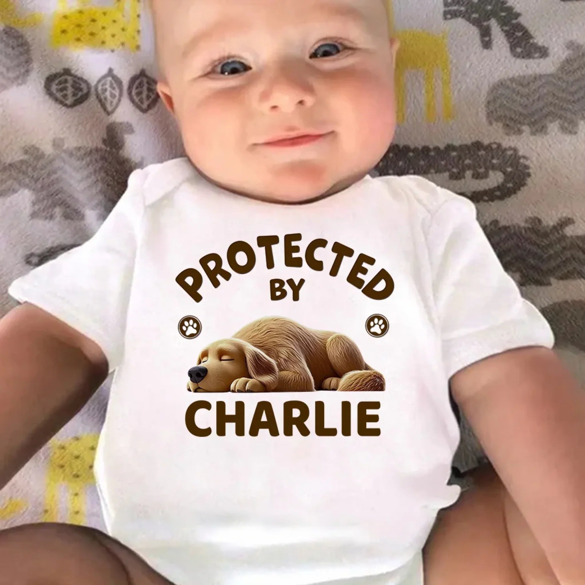 Happy To Be With You - Dog Personalized Custom Baby Onesie - Baby Shower Gift, Gift For Pet Owners, Pet Lovers