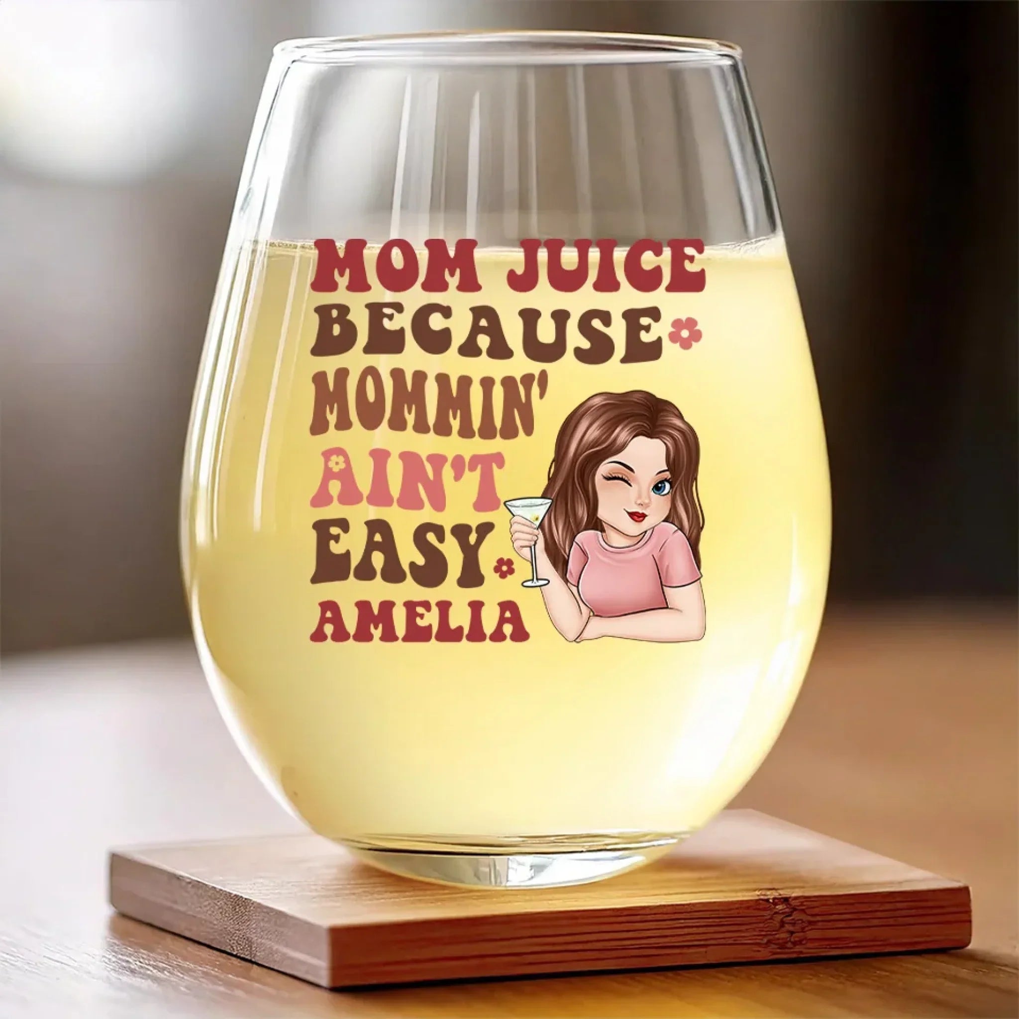 First My Mom, Forever My Friend - Family Personalized Custom Wine Glass - Mother's Day, Gift For Mom, Grandma