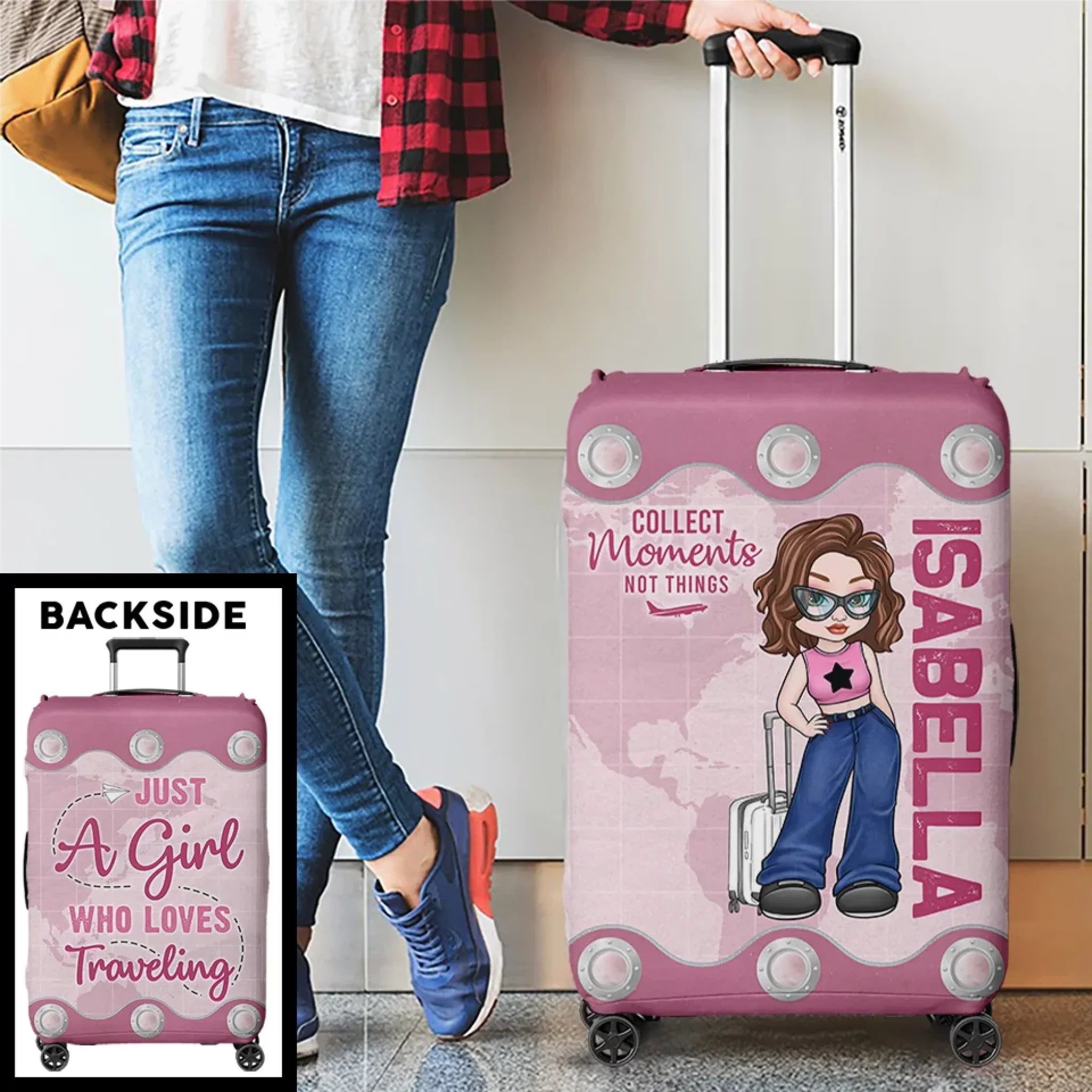 A Fun Way To Keep Your Luggage Safe And Stylish - Travel Personalized Custom Luggage Cover - Summer Vacation Gift, Gift For Adventure Travel Lovers