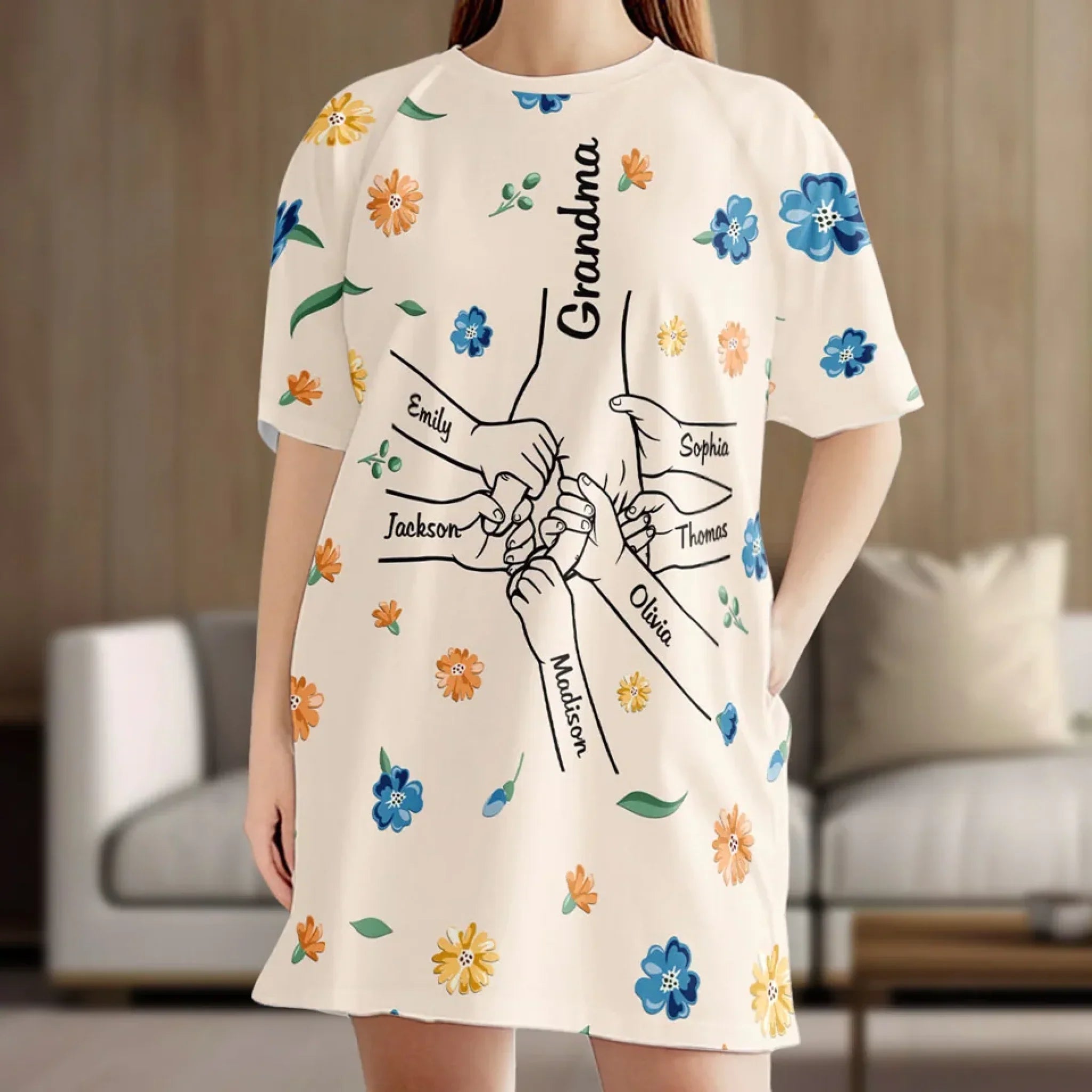 A Mother’s Love Knows No Distance - Family Personalized Custom Women's Sleep Tee - Mother's Day, Gift For Mom, Grandma
