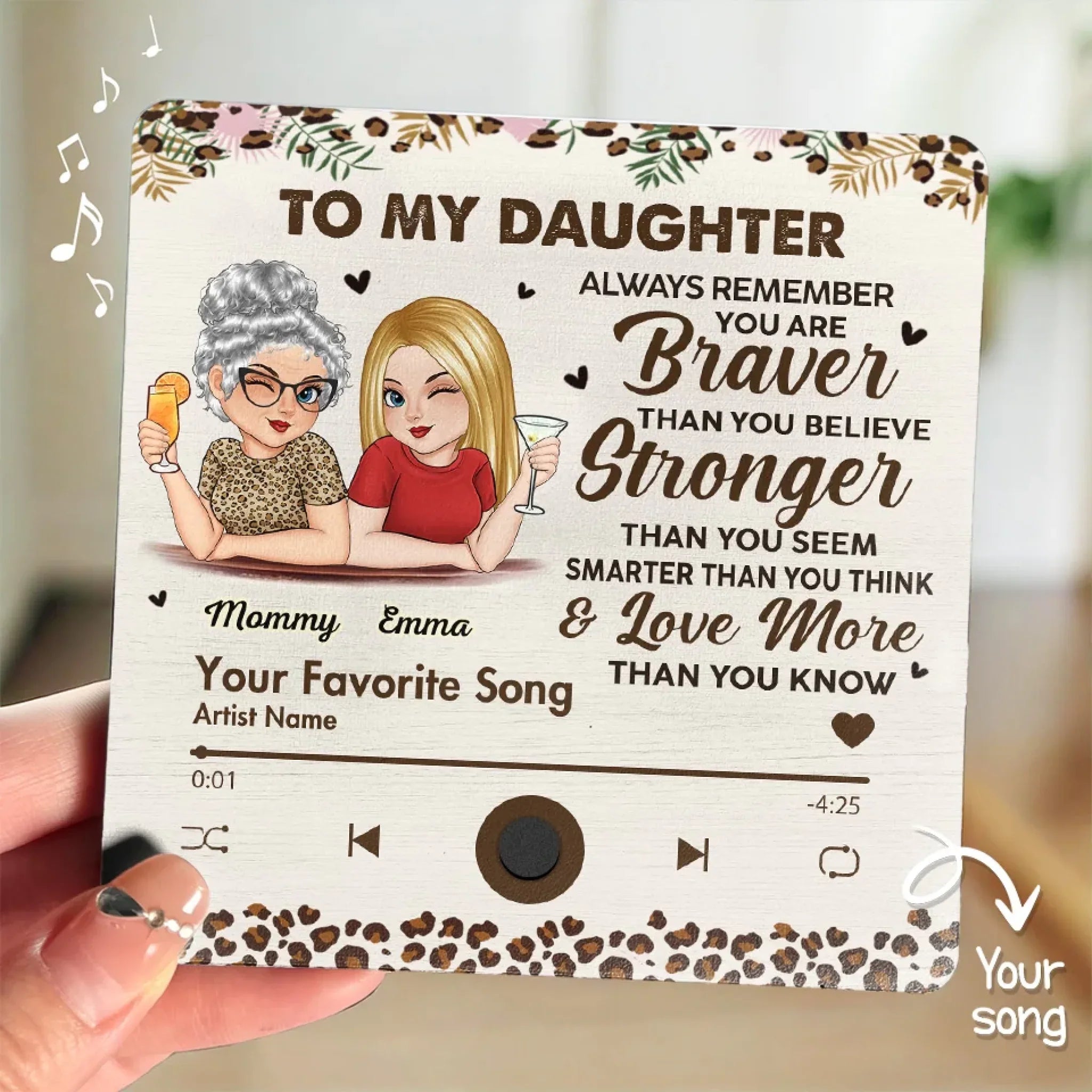 You Are Braver Than You Believe - Family Personalized Custom Music Fridge Magnet That Can Play Songs - Mother's Day Gift For Mom, Daughter