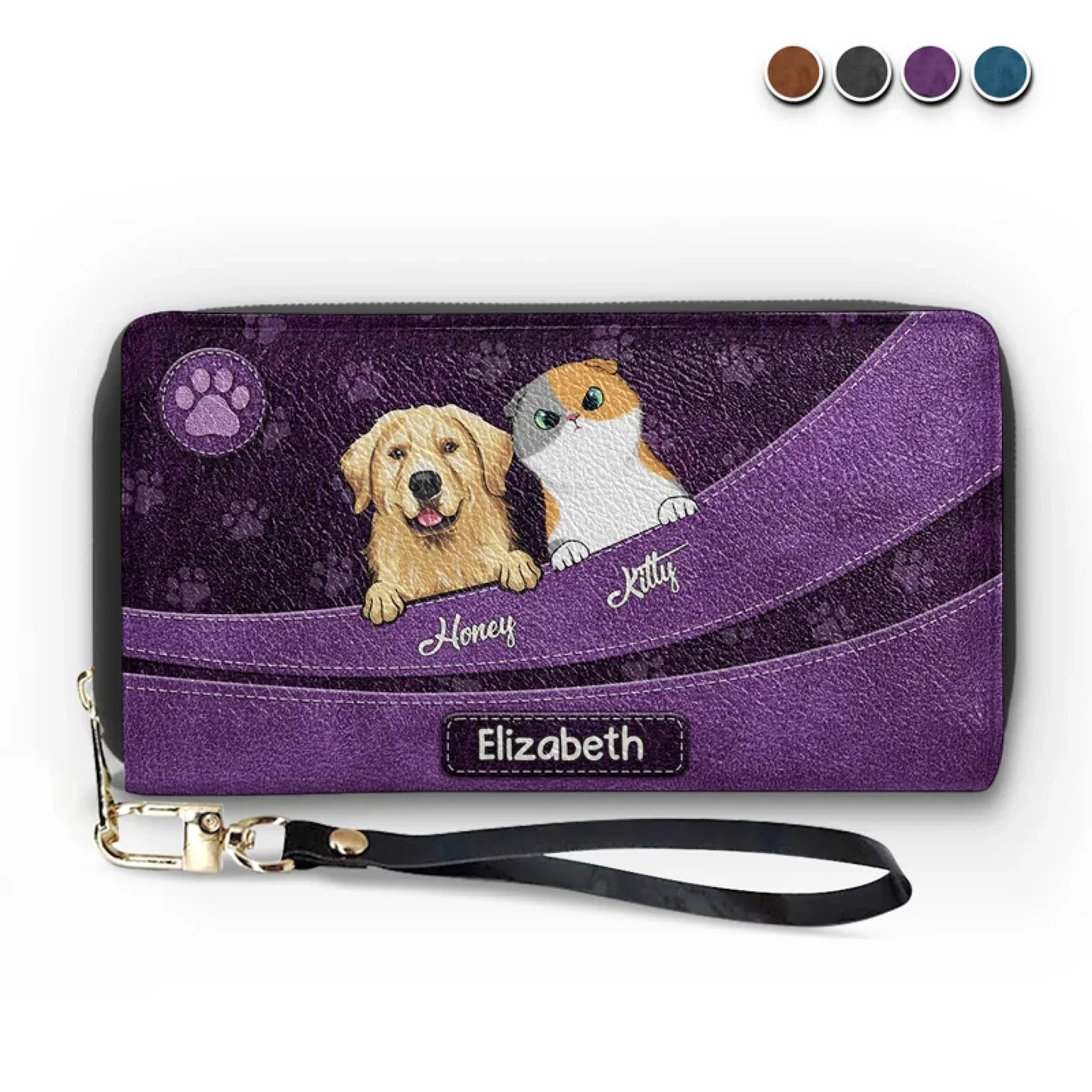 Purrfect Love, Pawsome Life - Dog & Cat Personalized Custom Leather Long Wallet - Gift For Pet Owners, Pet Lovers