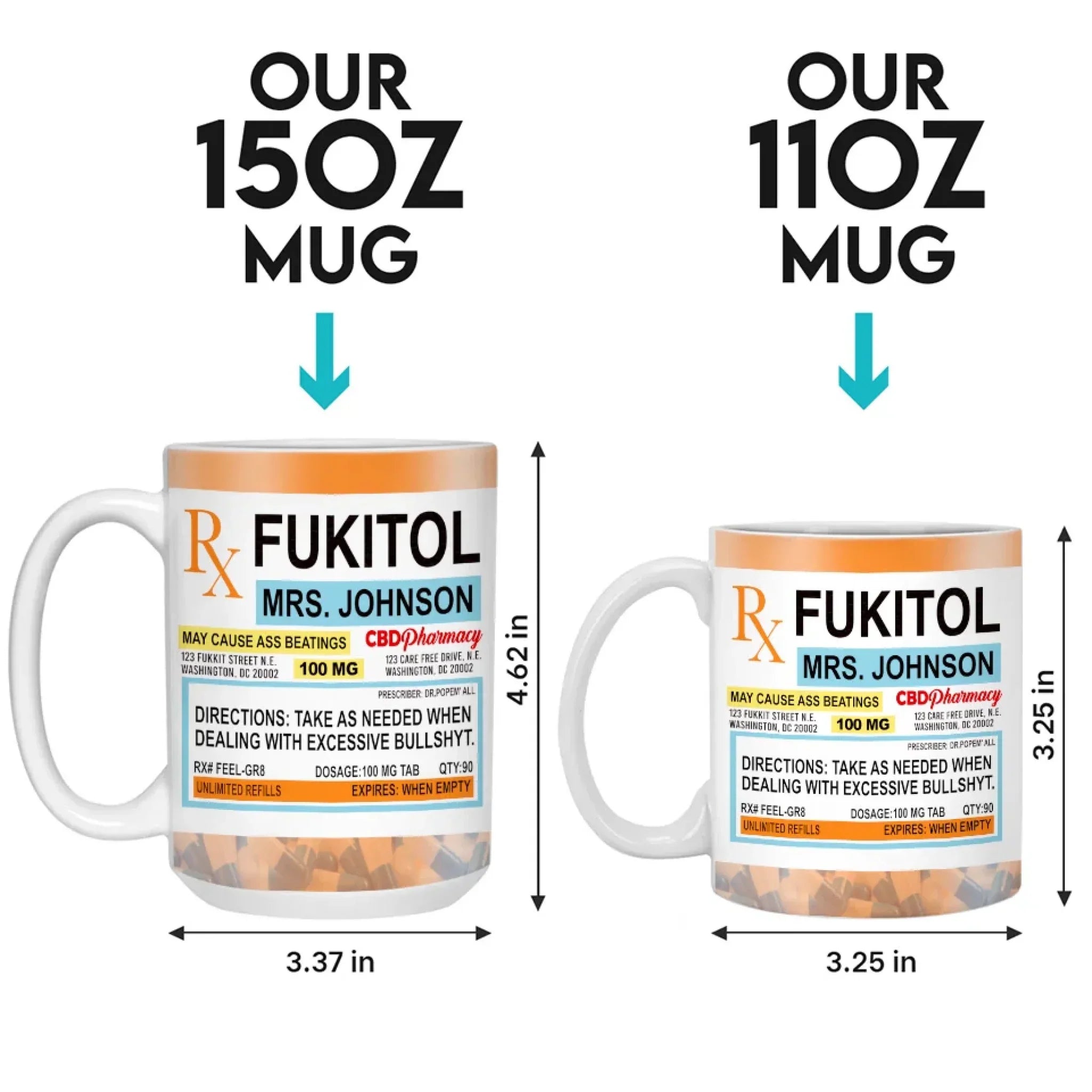 Fukitol Rx Prescription For Recharging Your Mind And Soul - Friend Personalized Custom Mug - New Arrival, Gift For Best Friends, Sisters, Family Members, Coworkers  AMZ