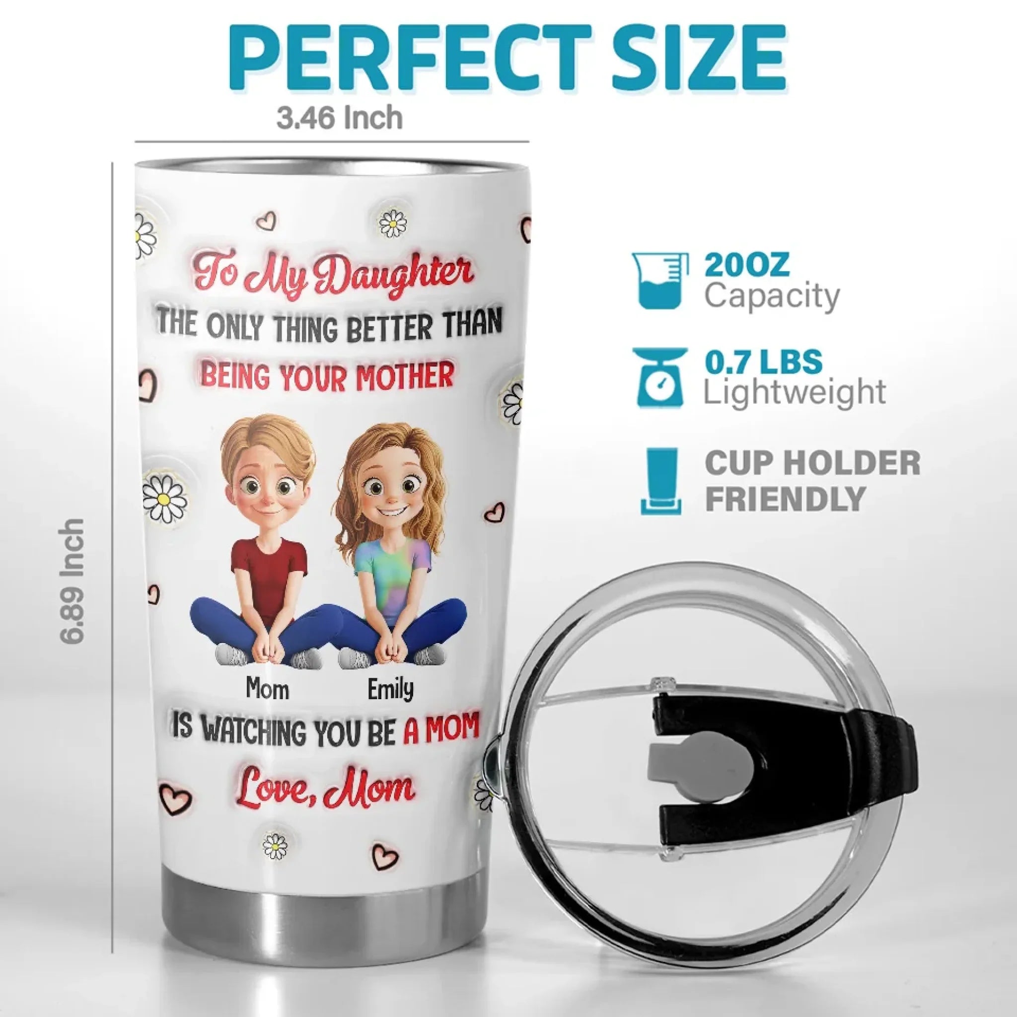 A Mother’s Love Comes Full Circle - Family Personalized Custom 3D Inflated Effect Printed Tumbler - Mother's Day, Gift For Mom, Daughter
