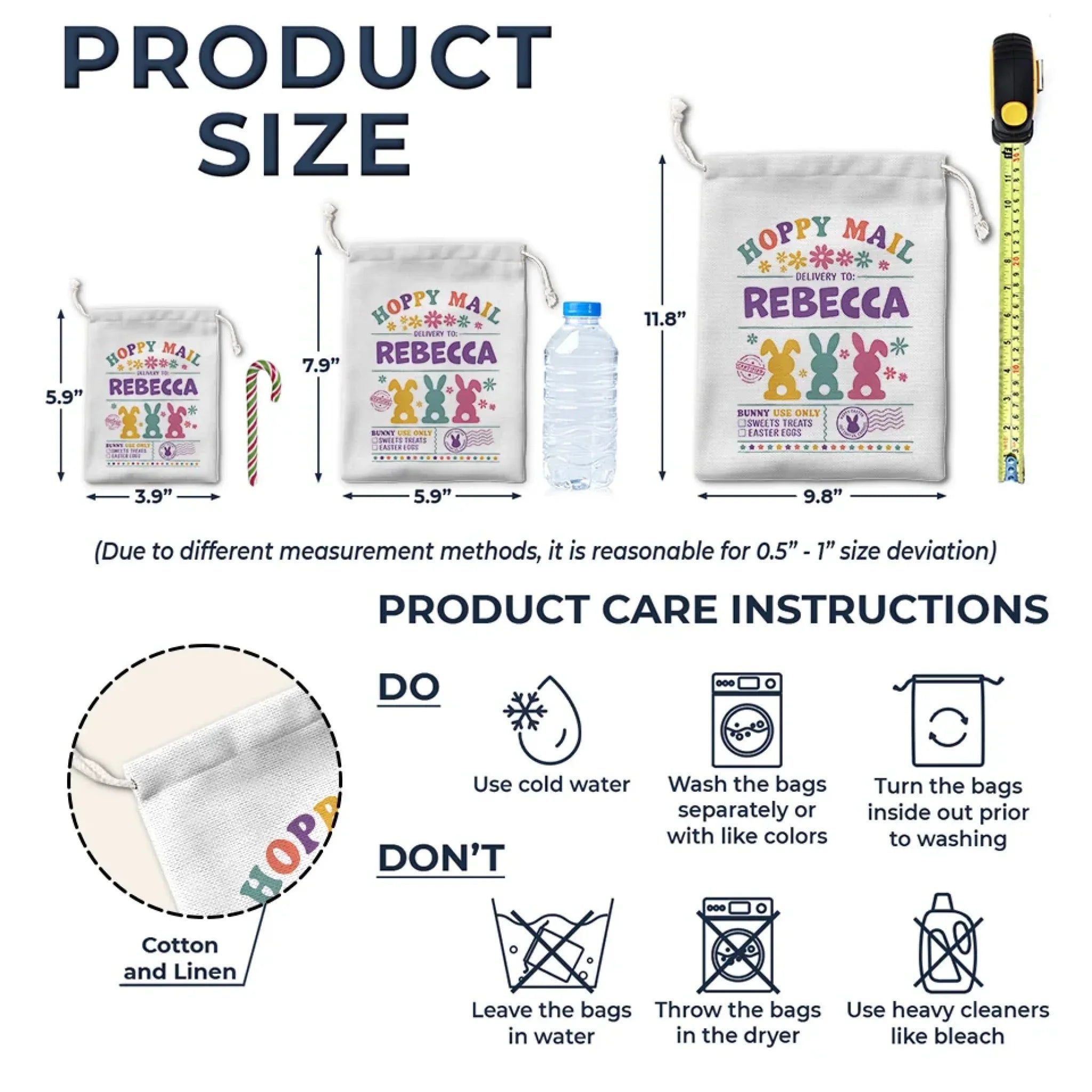 Hoppy Mail, Sweet Surprises Await - Family Personalized Custom Favor Bag - Easter Gift For Family Members