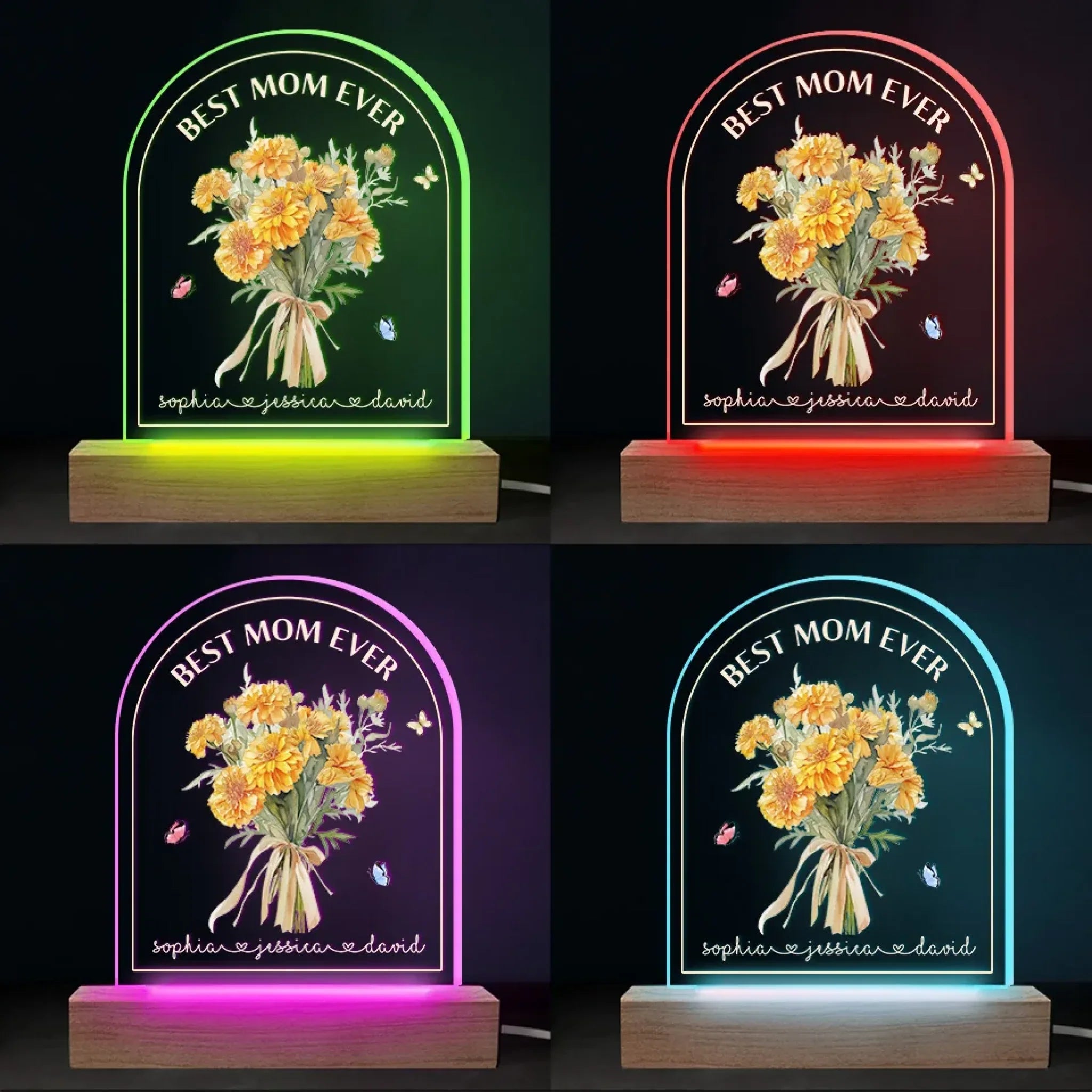 Best Mom Ever - Family  Personalized Custom Shaped 3D LED Light - Mother's Day, Gift For Mom