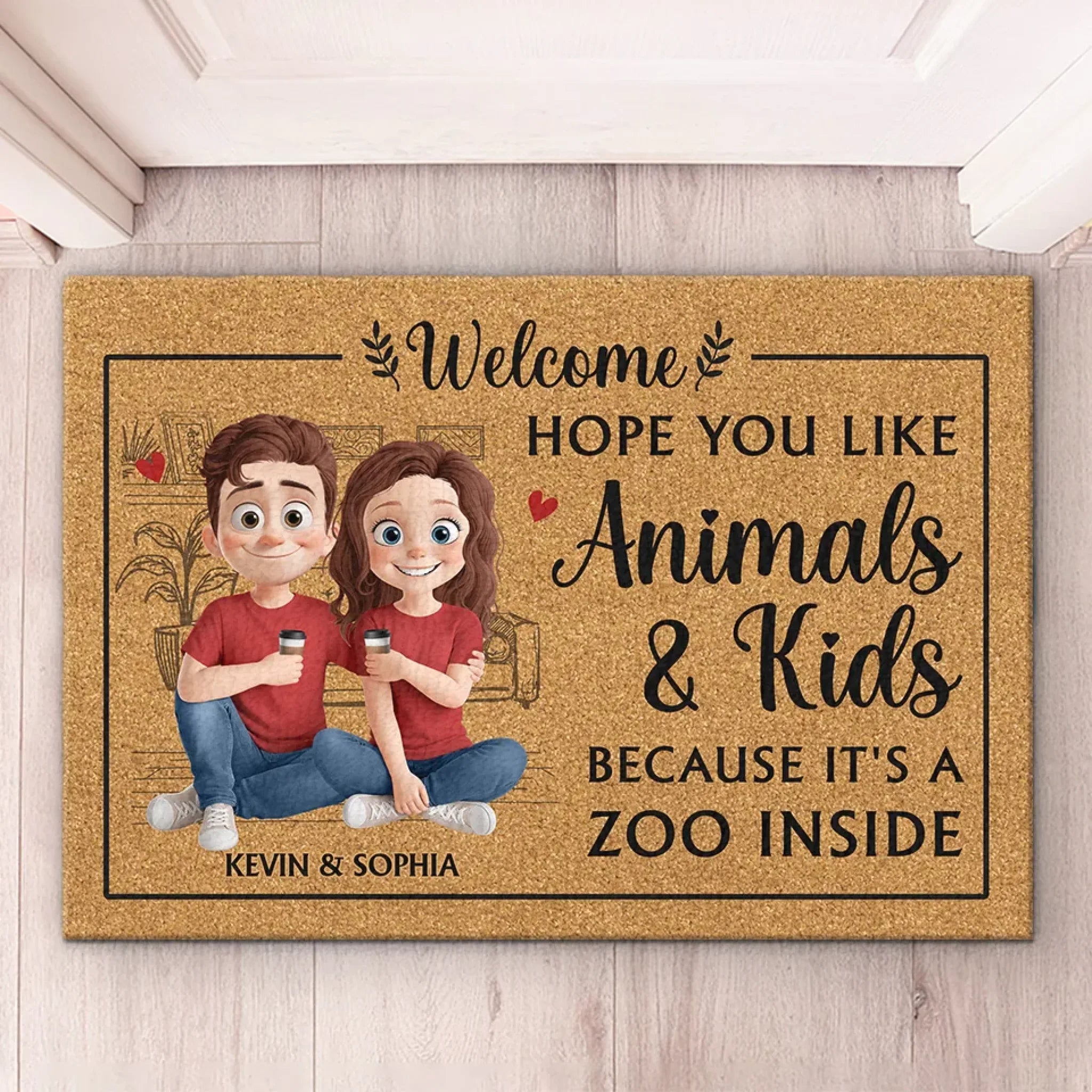 Hope You Like Animals & Kinds Because It's A Zoo Inside - Couple Personalized Custom Home Decor Decorative Mat - House Warming Gift For Husband Wife, Anniversary