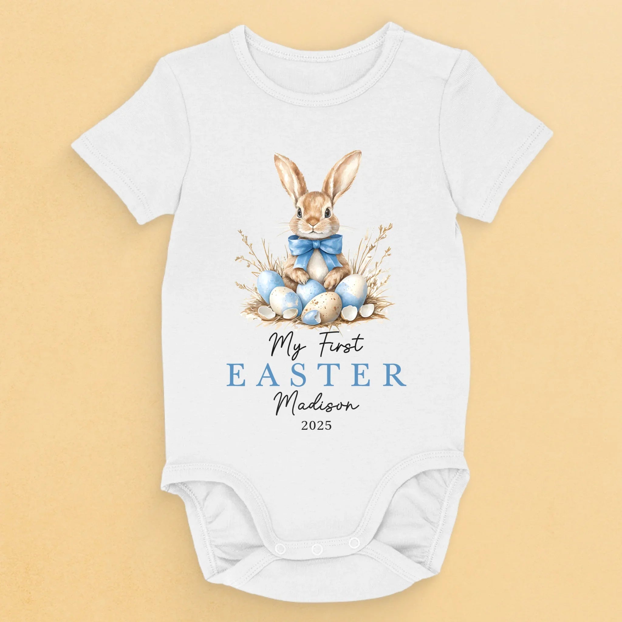 Bunny Bowties & Easter Vibes - Family Personalized Custom Baby Onesie - Easter Gift For Baby Kids, Newborn Baby