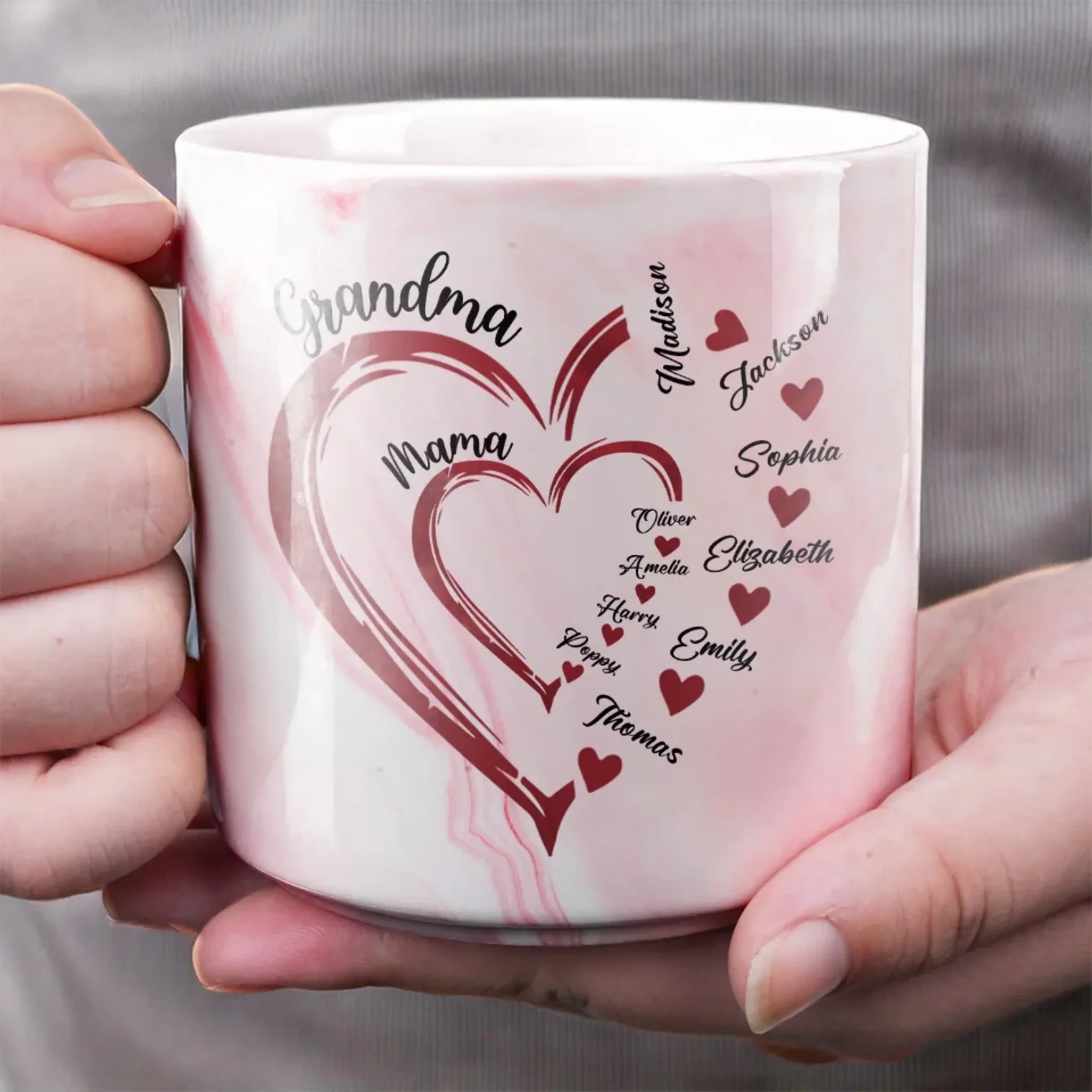 A Mother's Love Knows No Bounds - Family Personalized Custom Marble Mug - Mother's Day, Gift For Mom, Grandma
