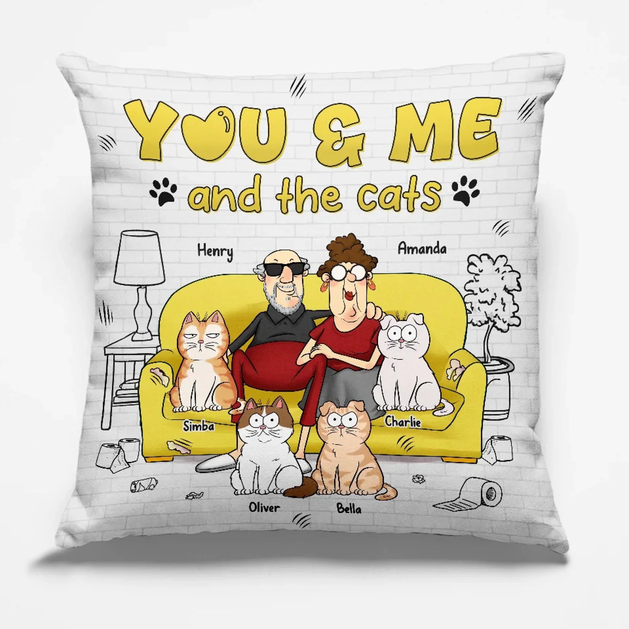 You, Me & The Cat Chaos - Cat Personalized Custom Pillow - Gift For Pet Owners, Pet Lovers