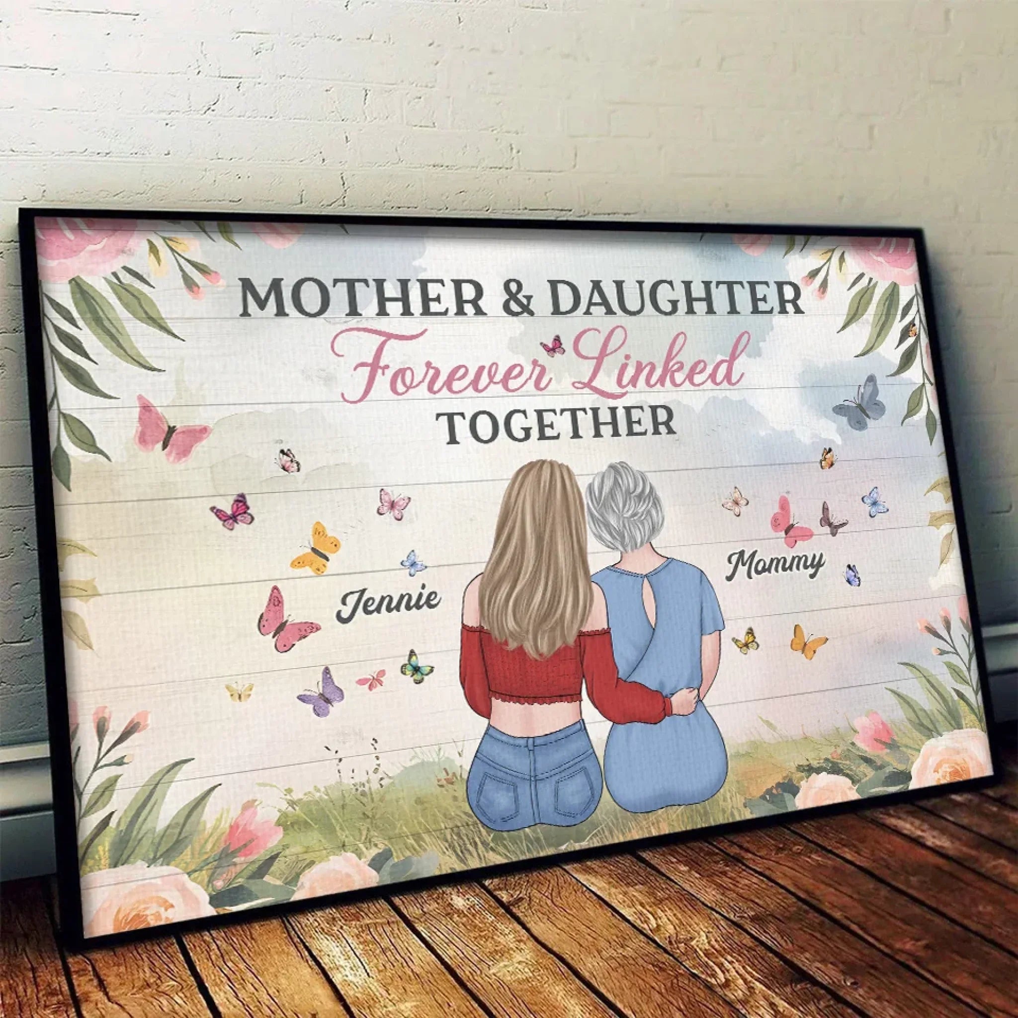 Mom Makes The World Shine - Family Personalized Custom Horizontal Poster - Mother's Day, Gift For Mom, Daughter