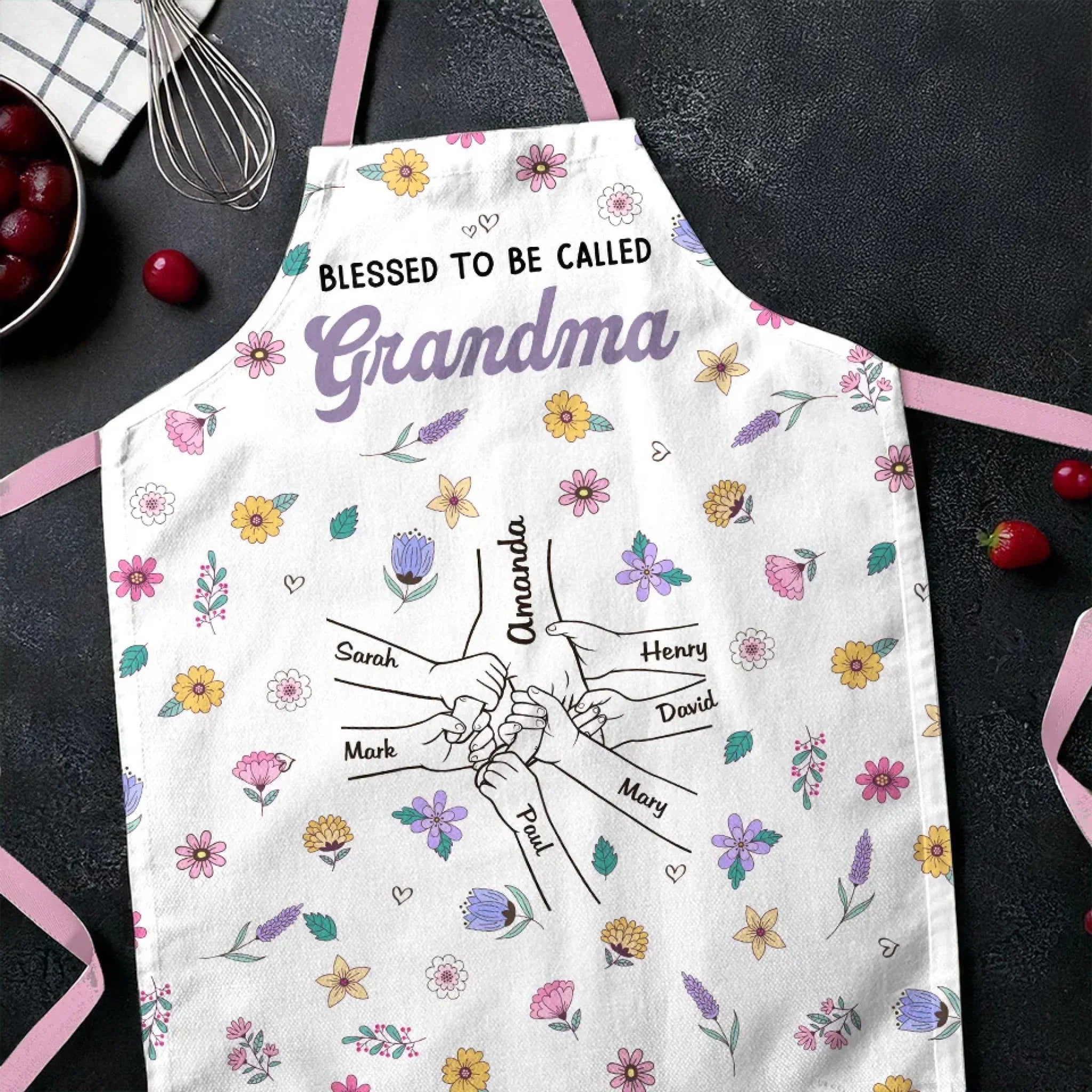 Cooking, Loving With Grandkids - Family Personalized Custom Apron - Mother's Day, Gift For Mom, Grandma