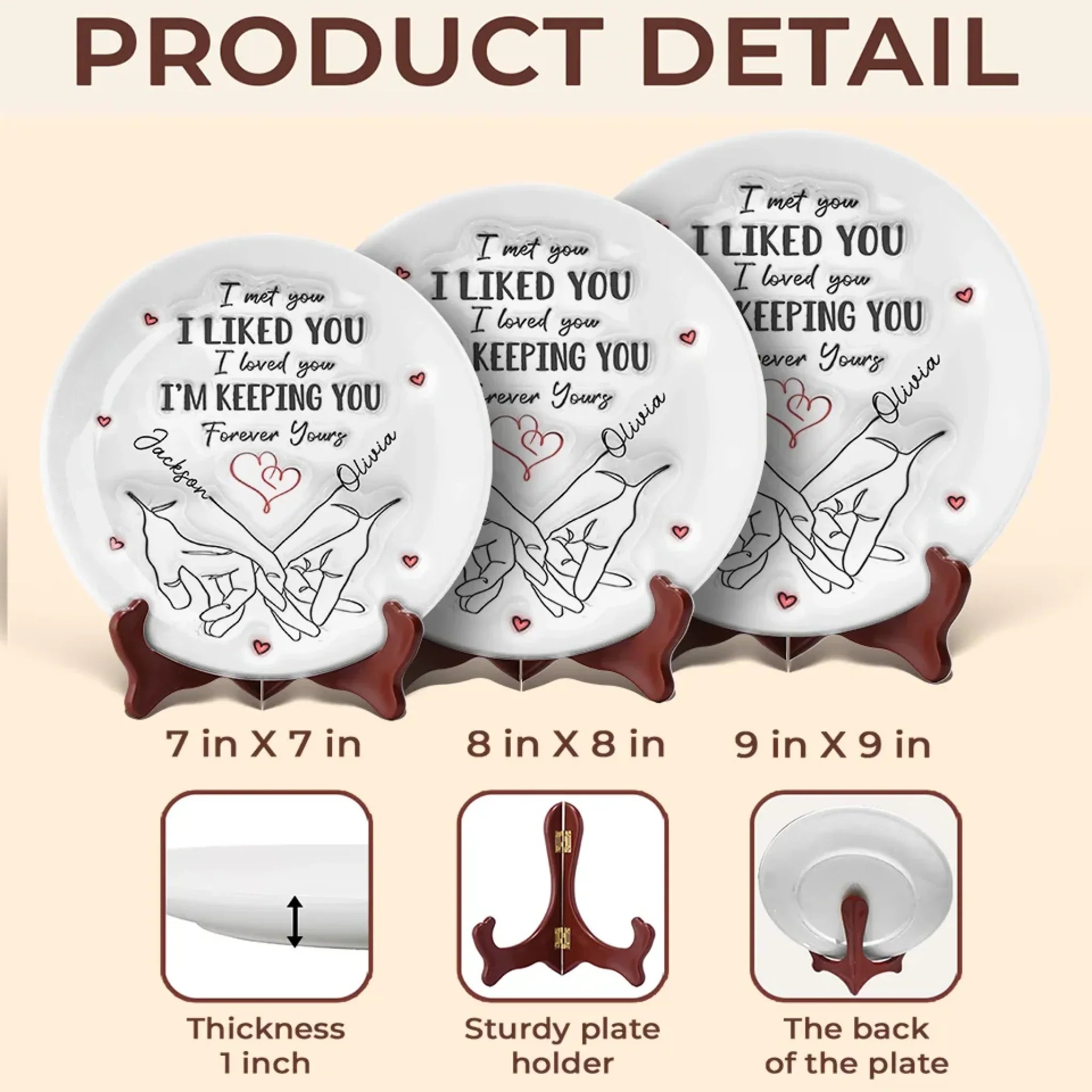 I'm Keeping You Forever - Couple Personalized Custom 3D Inflated Effect Printed Ceramic Plate - Gift For Husband Wife, Anniversary