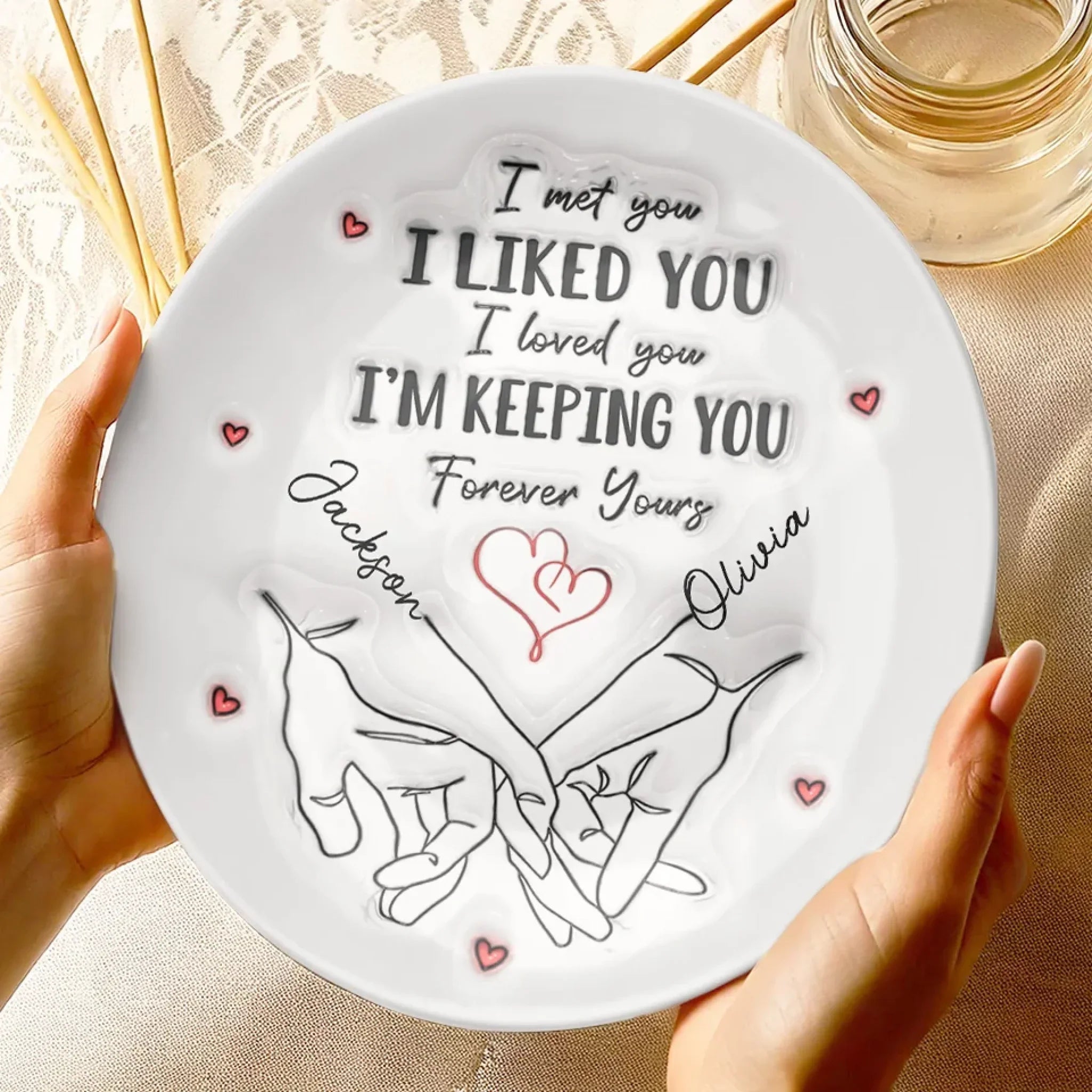 I'm Keeping You Forever - Couple Personalized Custom 3D Inflated Effect Printed Ceramic Plate - Gift For Husband Wife, Anniversary
