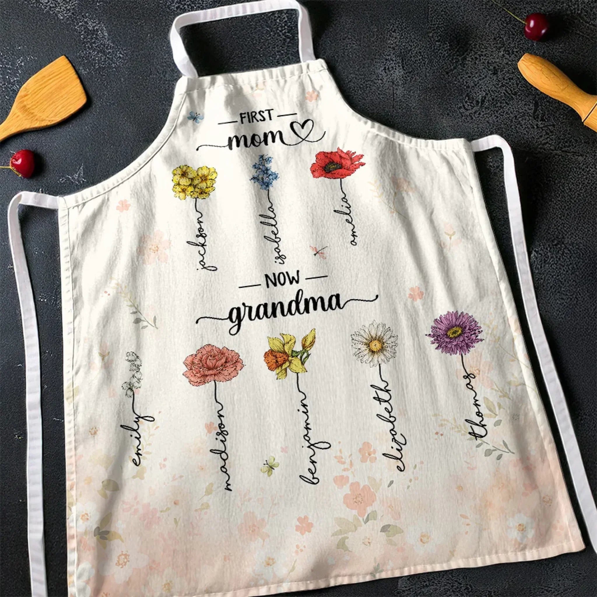 Generations Of Love, Forever Strong - Family Personalized Custom Apron - Mother's Day, Gift For Mom, Grandma