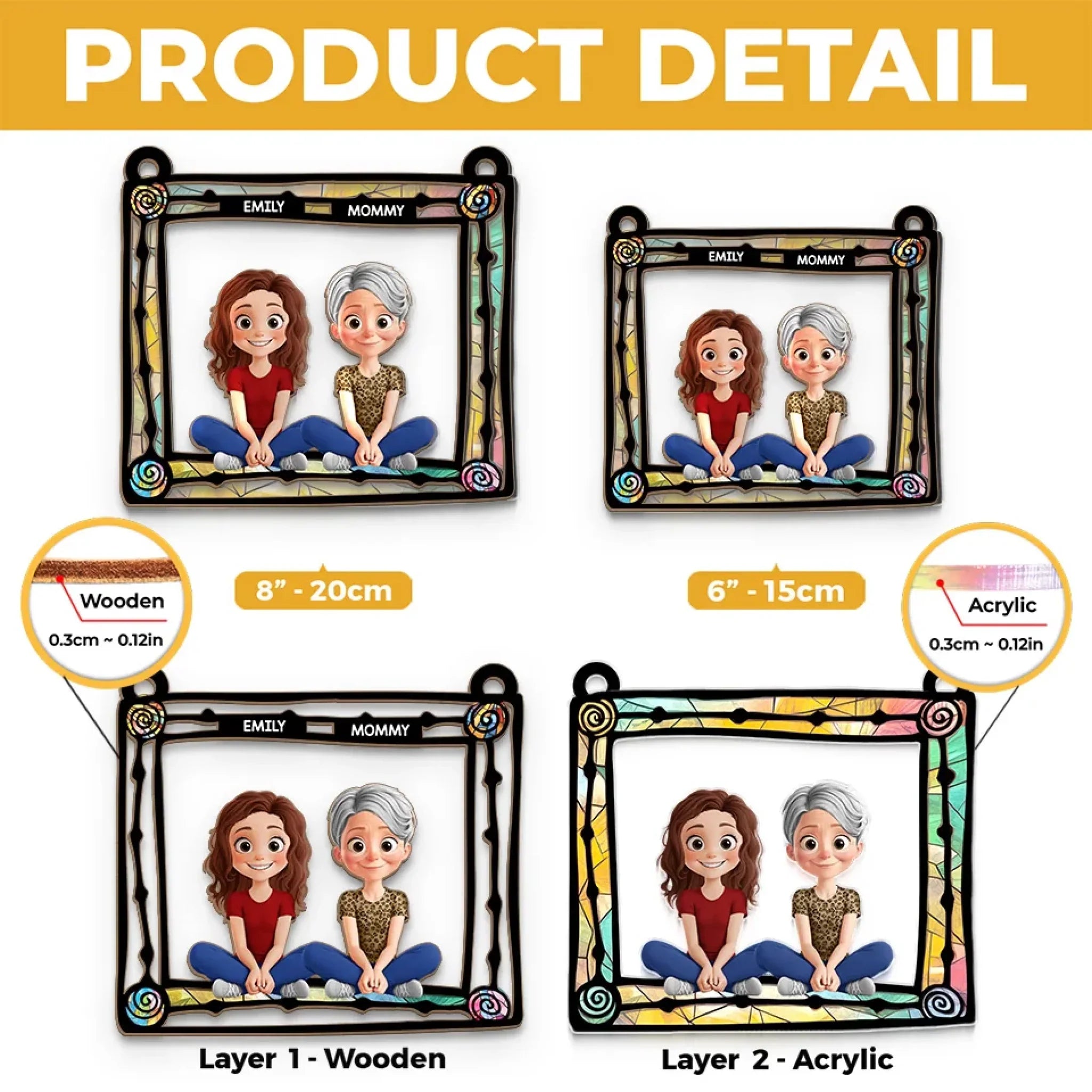 A Mother Is The Heart That Beats For The Whole Family - Family Personalized Window Hanging Suncatcher Ornament - Mother's Day, Gift For Mom, Grandma