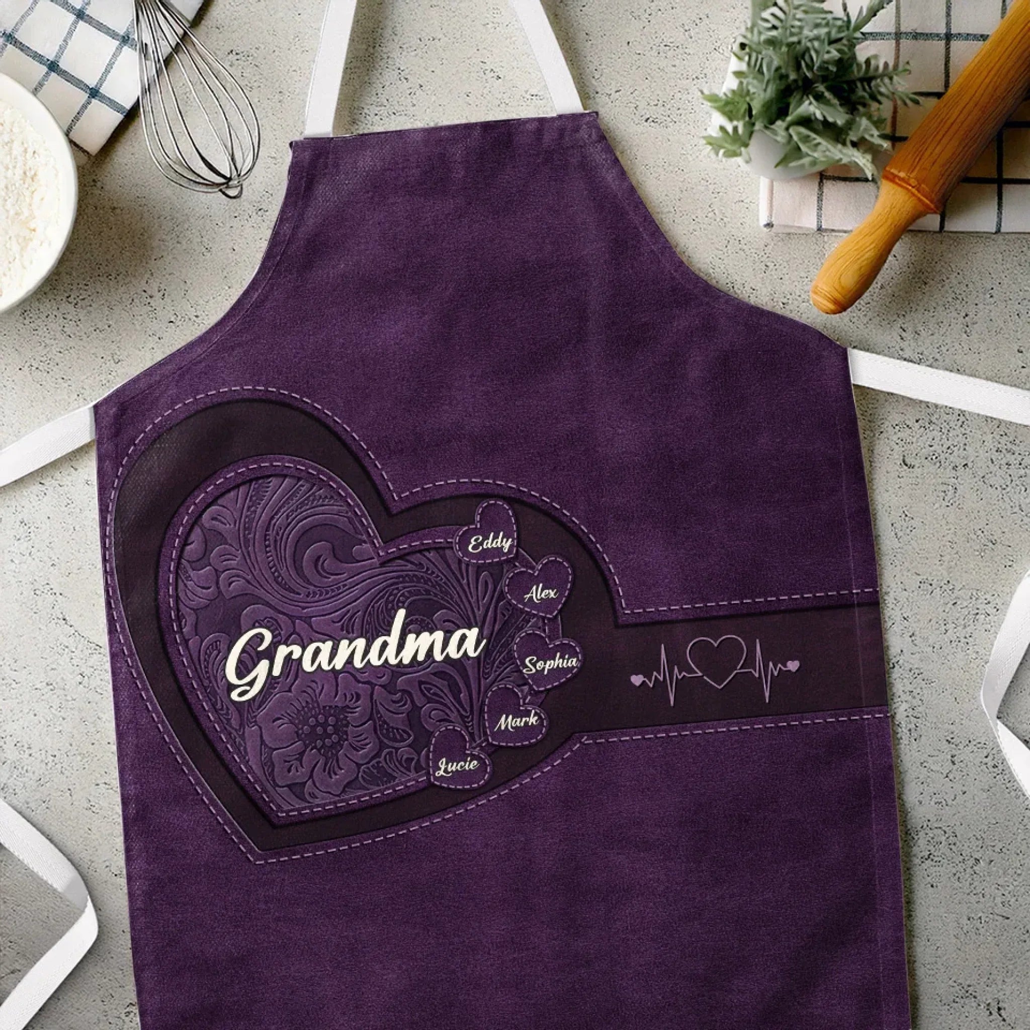 A Recipe Of Love & Family - Family Personalized Custom Apron - Mother's Day, Gift For Mom, Grandma