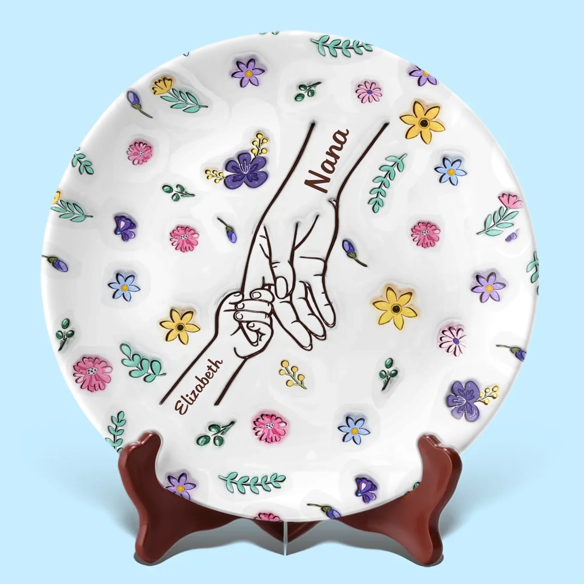 Mother’s Heart Is A Garden Where Love Blooms Forever - Family Personalized Custom 3D Inflated Effect Printed Ceramic Plate - Mother's Day, Gift For Mom, Grandma