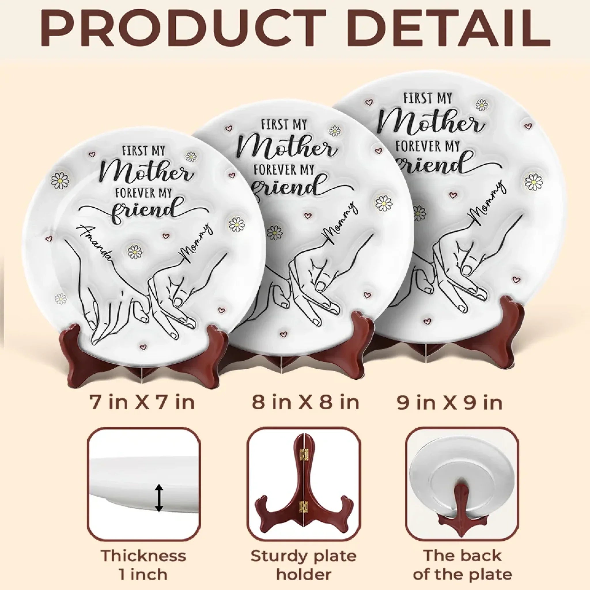 A Mother's Love Shines Bright - Family Personalized Custom 3D Inflated Effect Printed Ceramic Plate - Mother's Day, Gift For Mom, Daughter