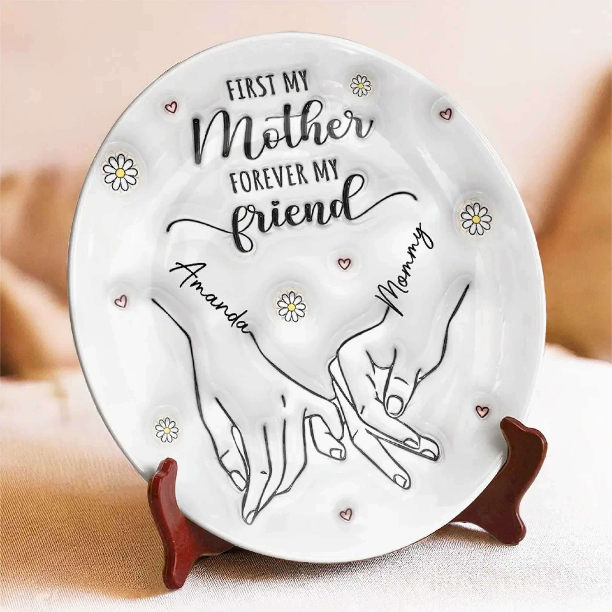 A Mother's Love Shines Bright - Family Personalized Custom 3D Inflated Effect Printed Ceramic Plate - Mother's Day, Gift For Mom, Daughter