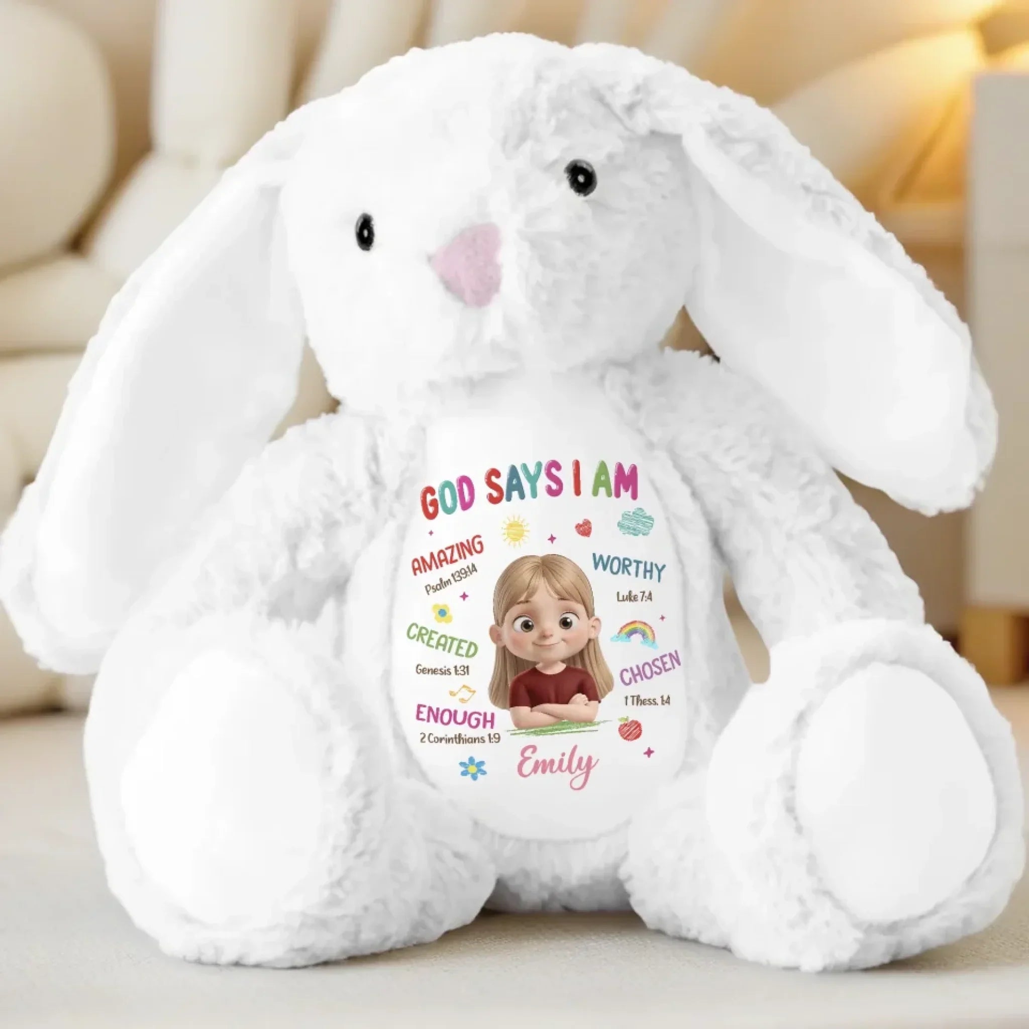 Chosen To Shine, Filled With Love - Family Personalized Custom Easter Bunny Plush - Gift For Family Members