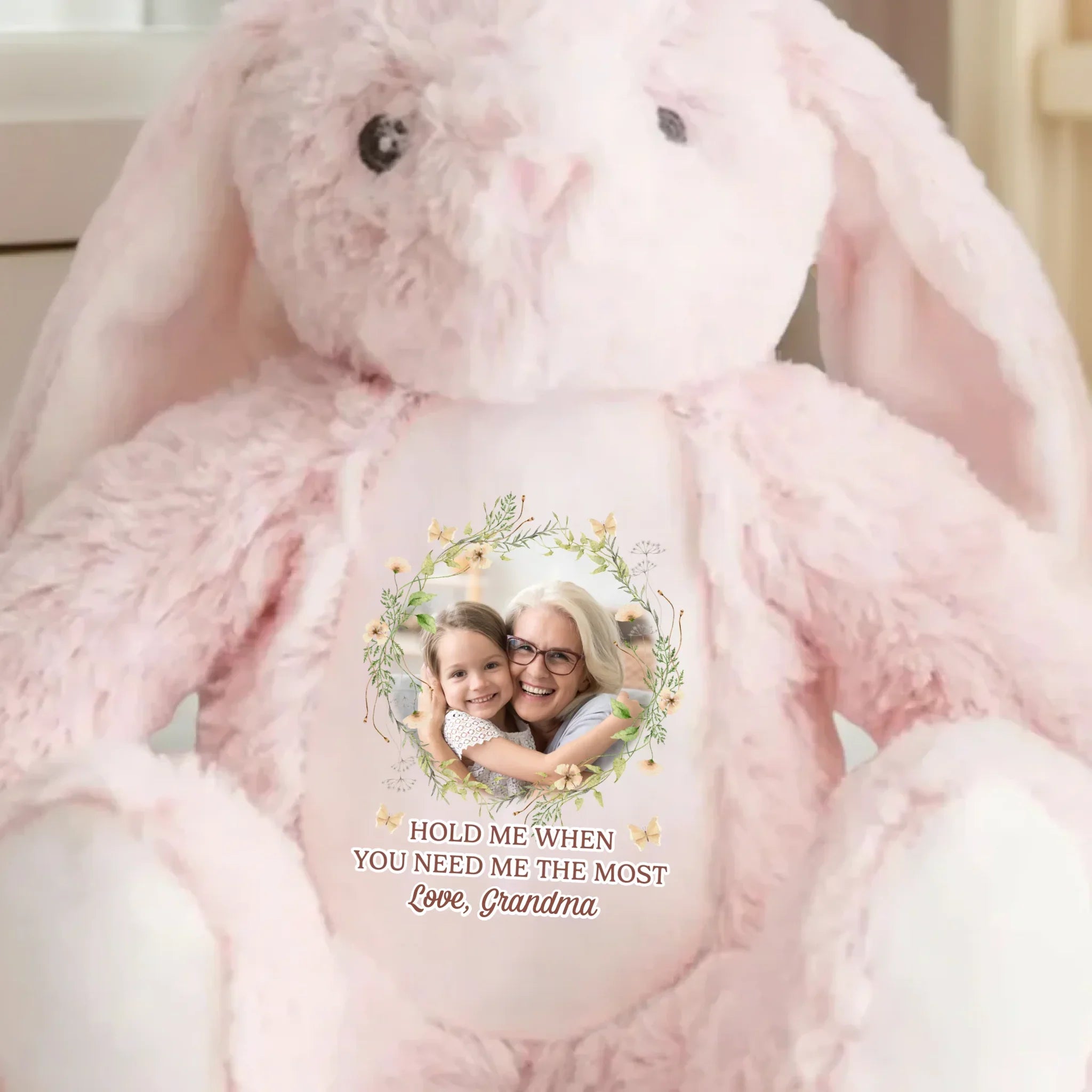 Custom Photo A Loving Hug That Lasts A Lifetime - Family Personalized Custom Easter Bunny Plush - Gift For Family Members