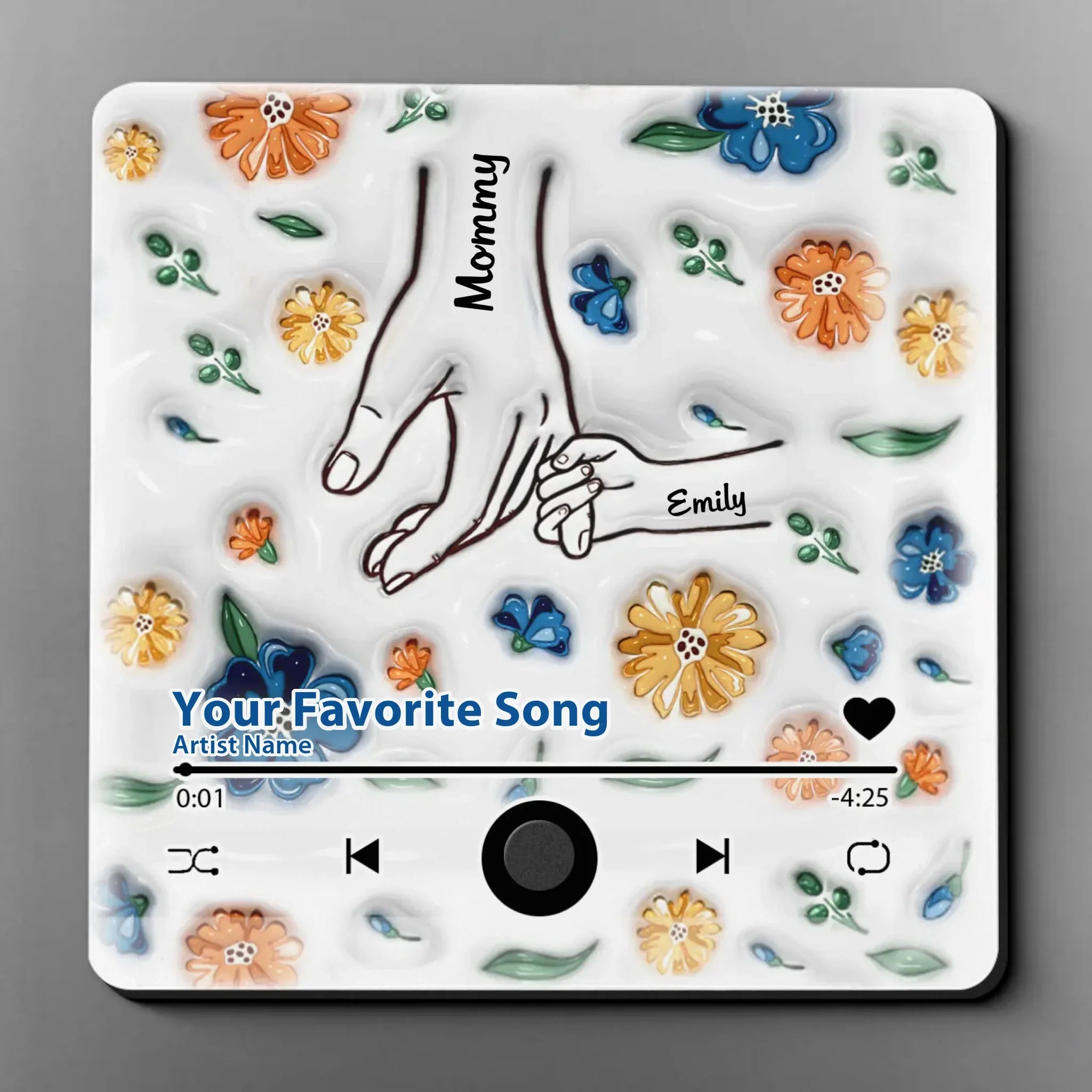 Holding Hands Is A Reminder That We Are All Connected - Family Personalized Custom 3D Inflated Effect Printed Music Fridge Magnet That Can Play Songs - Mother's Day Gift For Mom, Grandma