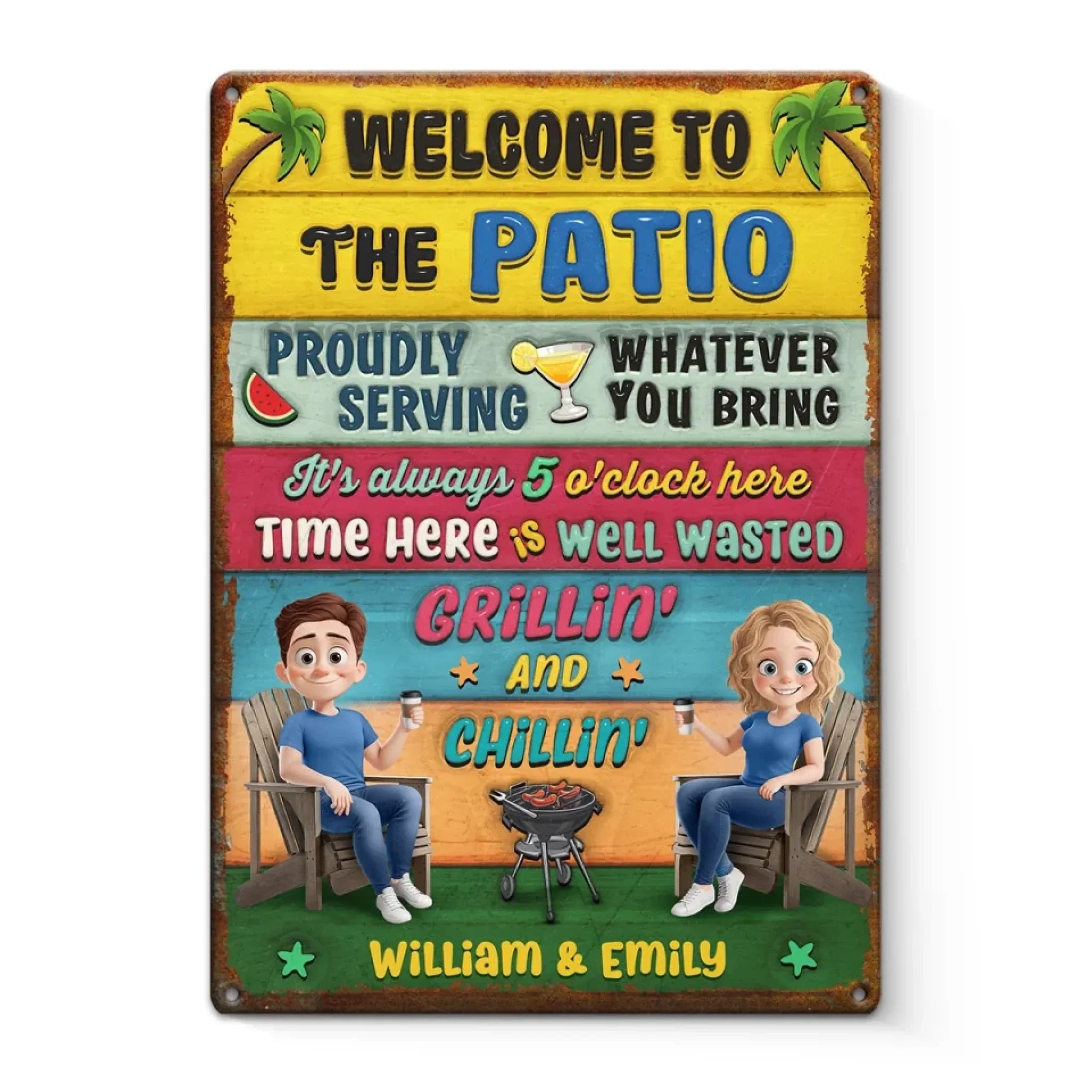 Good Times, Great Company, Even Better Drinks - Couple Personalized Custom Home Decor Metal Sign - House Warming Gift For Husband Wife, Anniversary